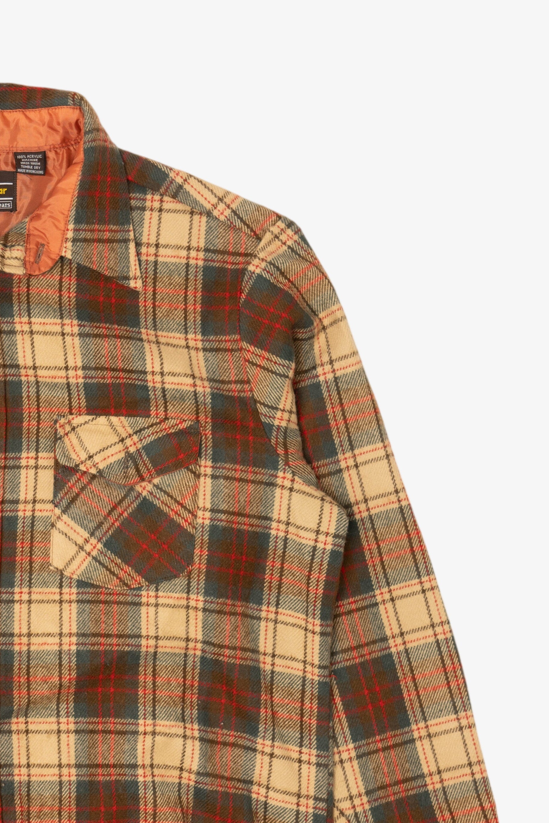 Vintage Brown Plaid Sportswear Flannel Button Up Shirt (1970s)