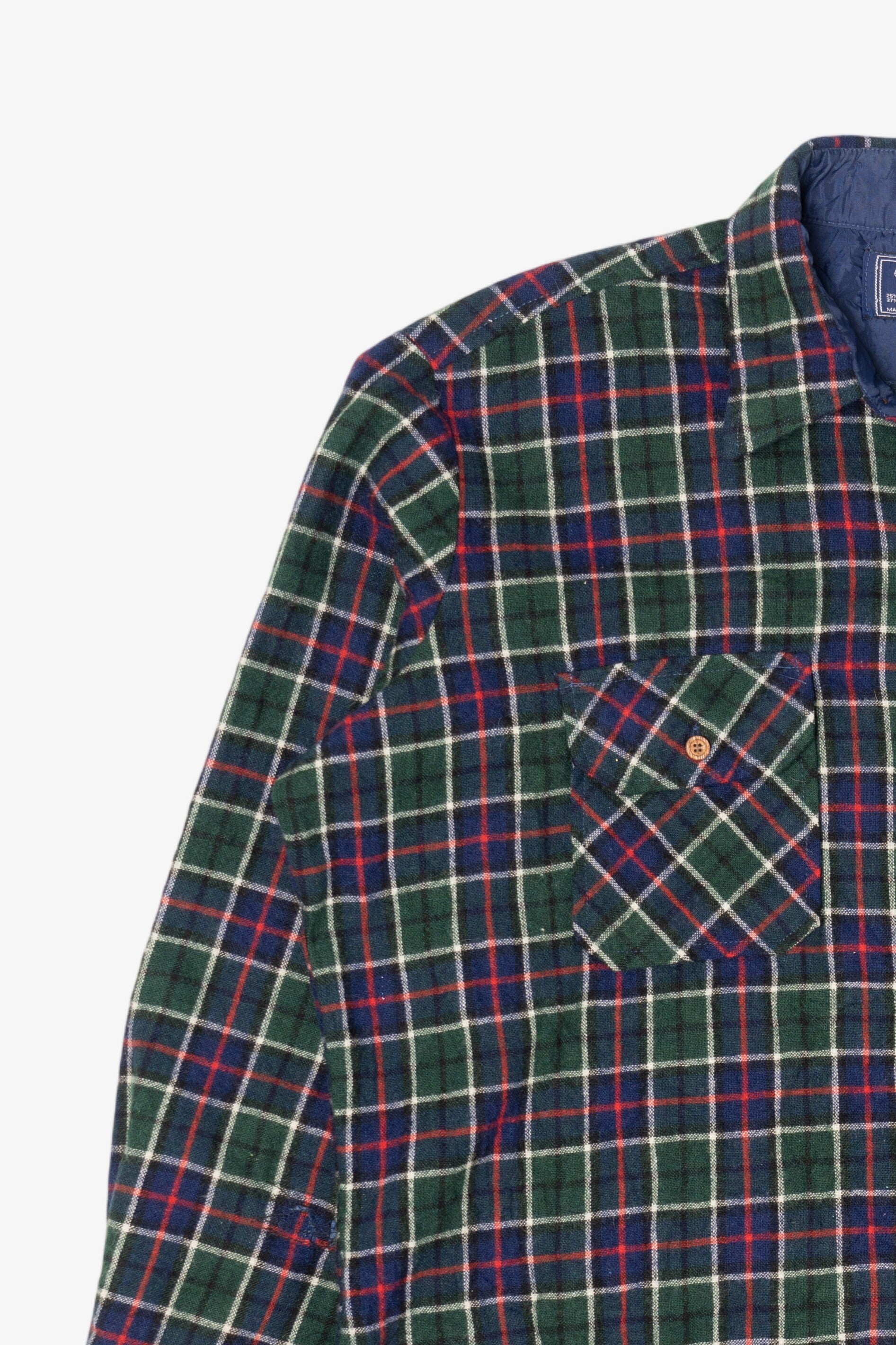 Vintage Green Plaid Oregon Trails Flannel Button Up Shirt (1980s)
