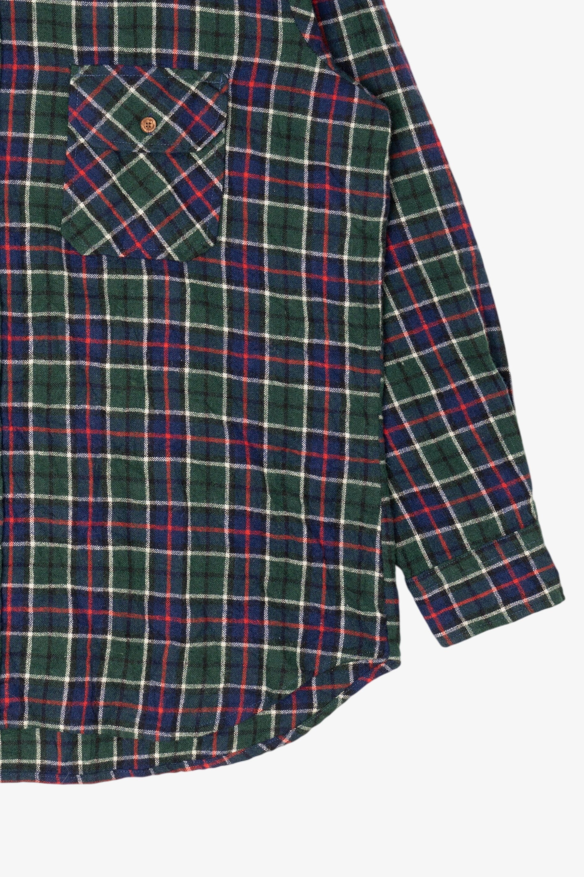 Vintage Green Plaid Oregon Trails Flannel Button Up Shirt (1980s)