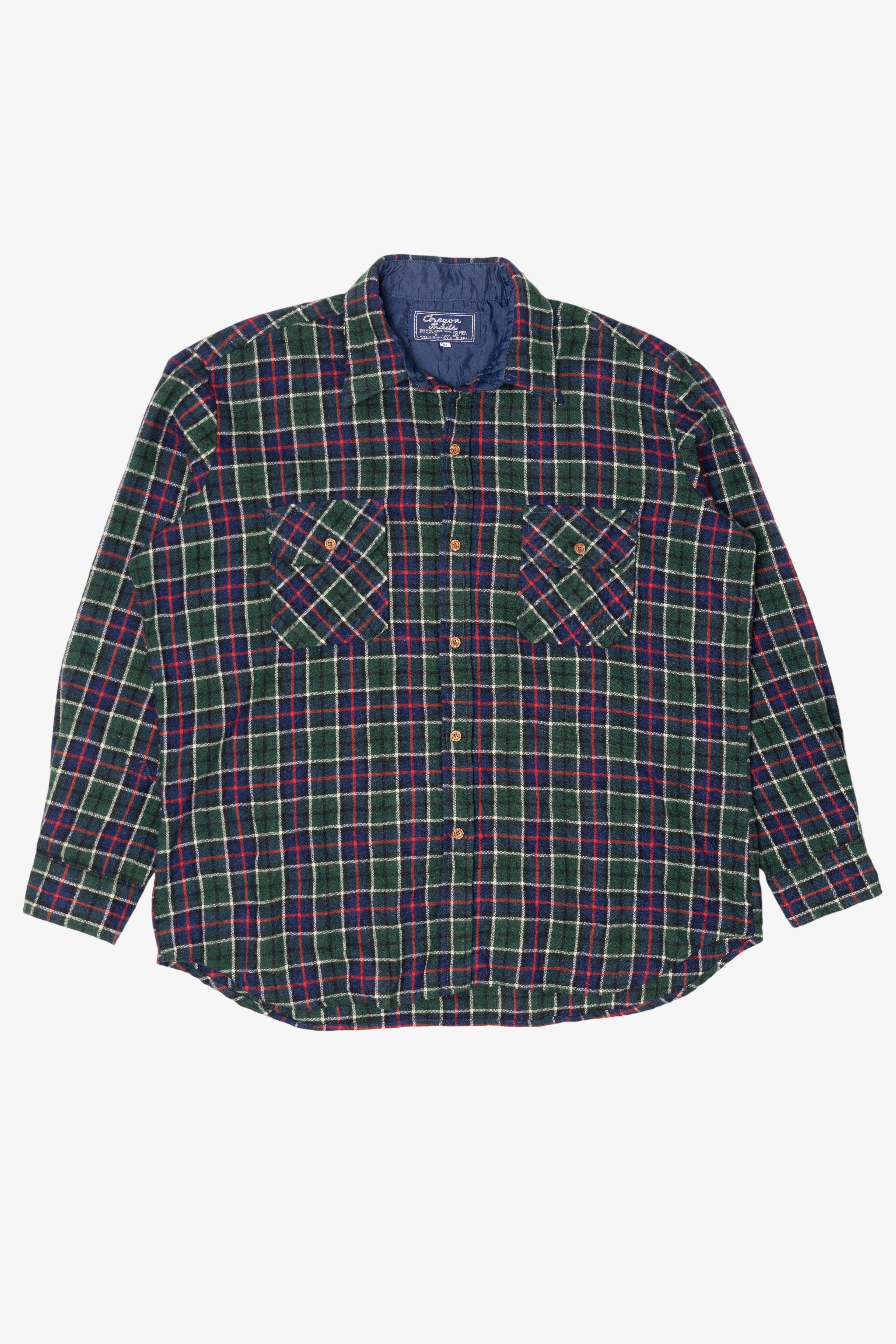 Vintage Green Plaid Oregon Trails Flannel Button Up Shirt (1980s)