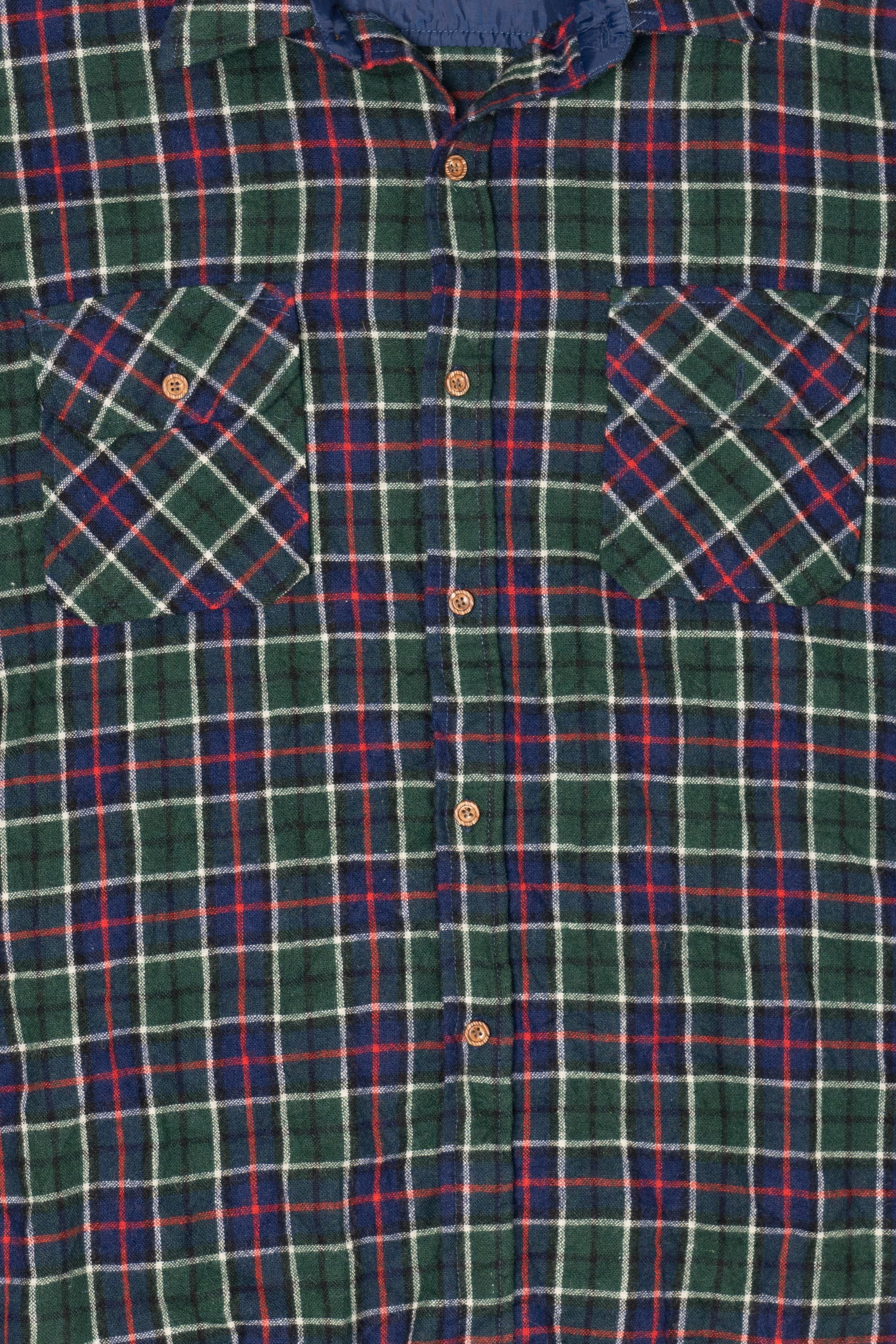 Vintage Green Plaid Oregon Trails Flannel Button Up Shirt (1980s)