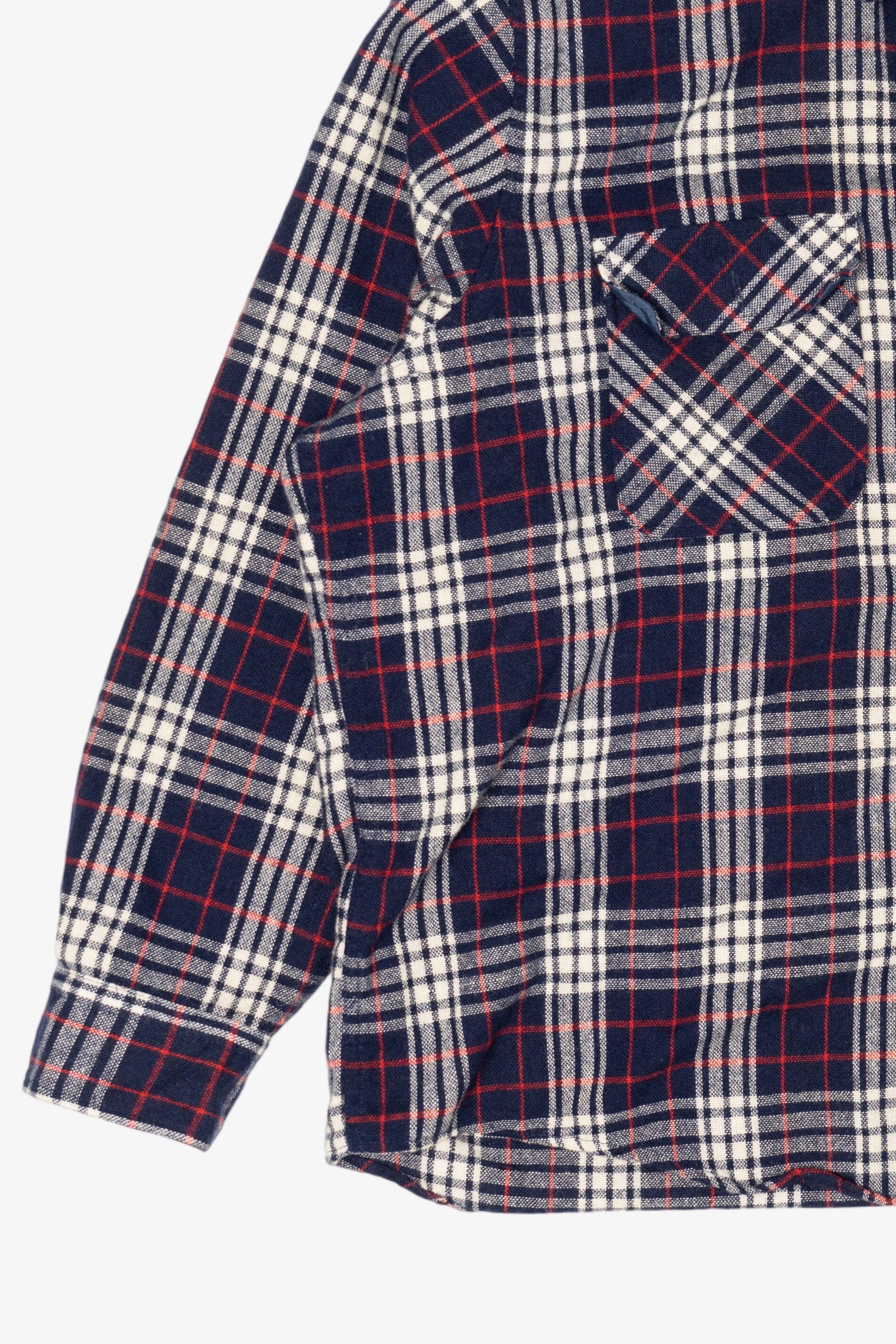 Vintage Navy Blue Plaid Fieldmaster Flannel Button Up Shirt (1990s)