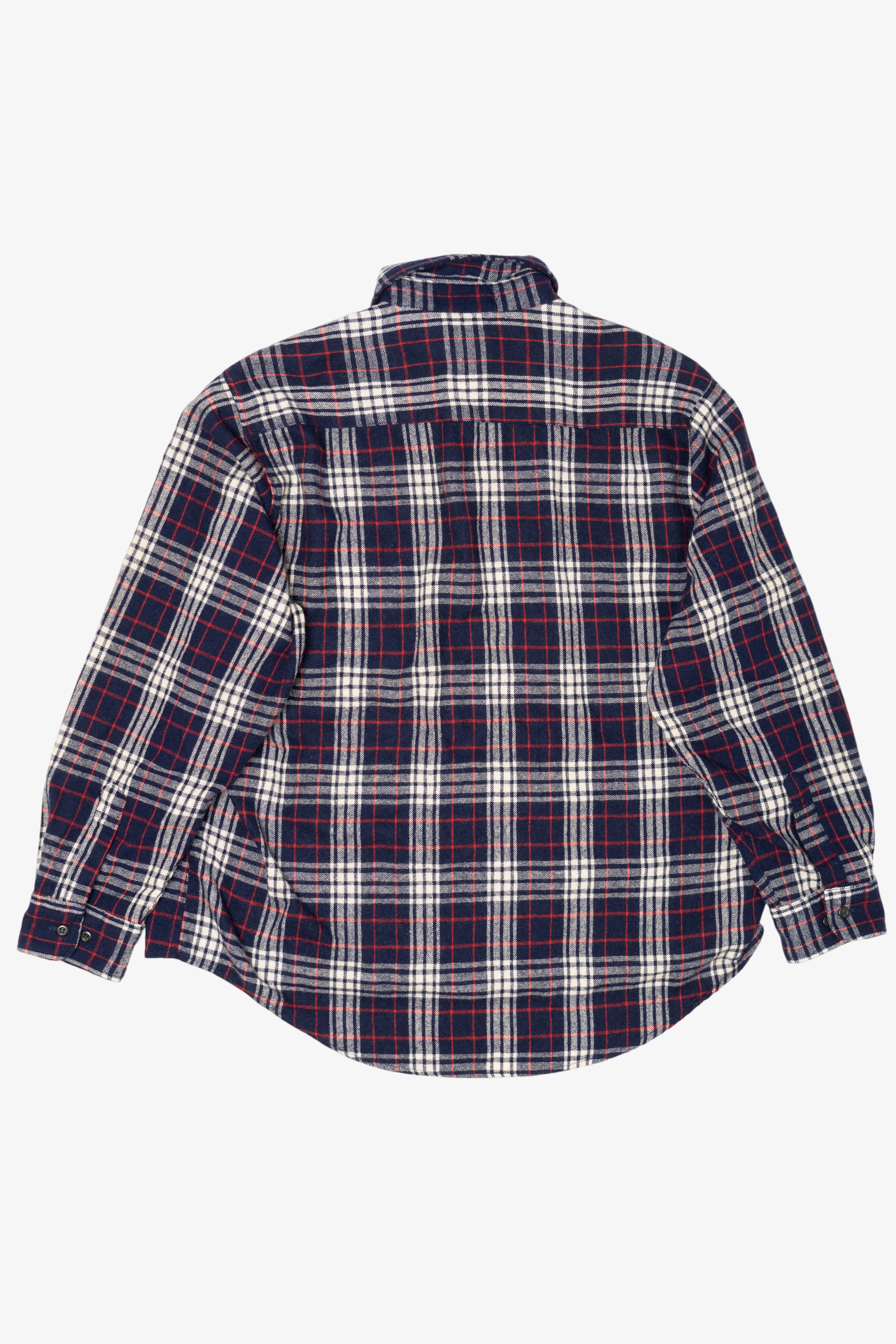 Vintage Navy Blue Plaid Fieldmaster Flannel Button Up Shirt (1990s)