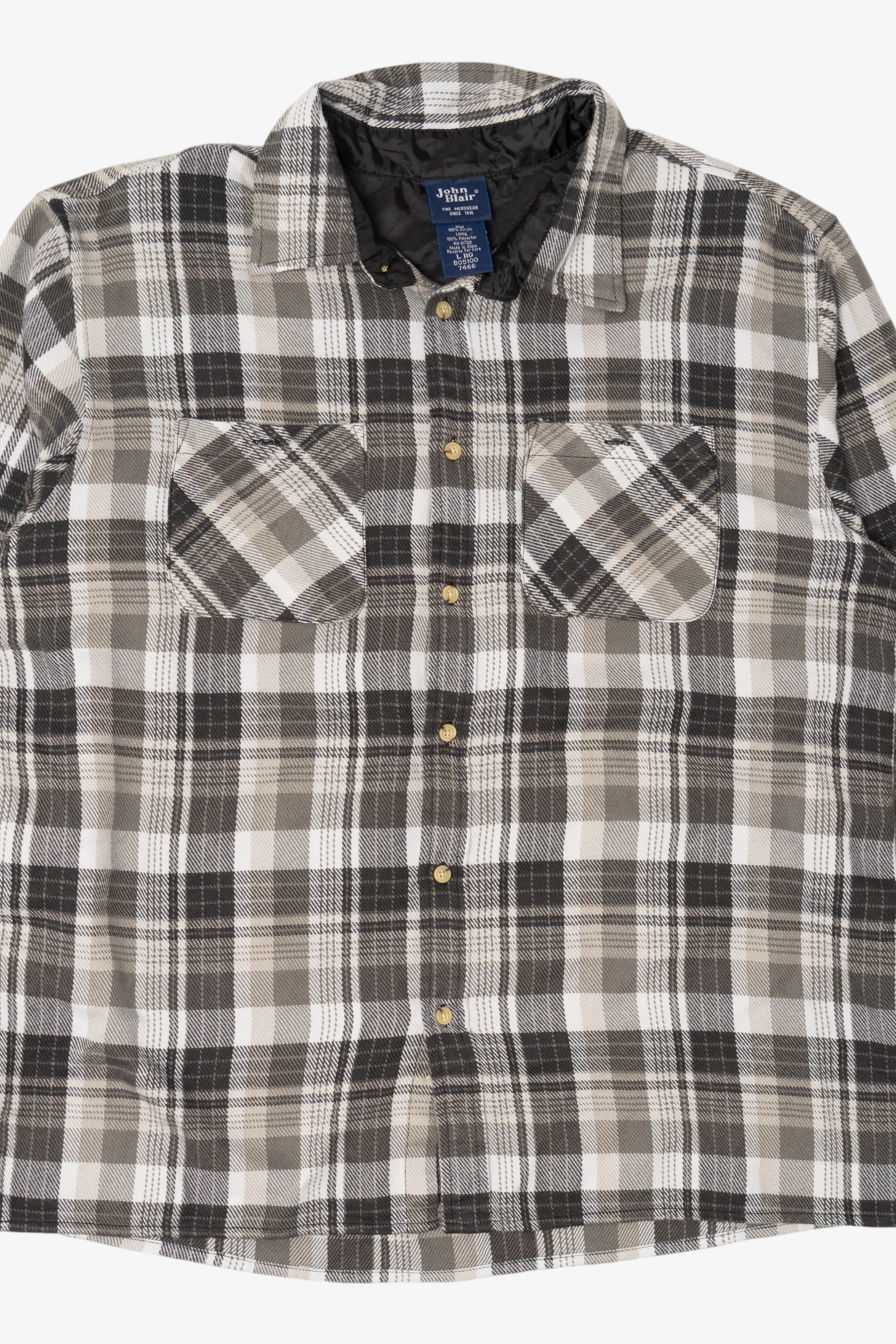 Vintage Gray Plaid John Blair Flannel Shirt (1990s)