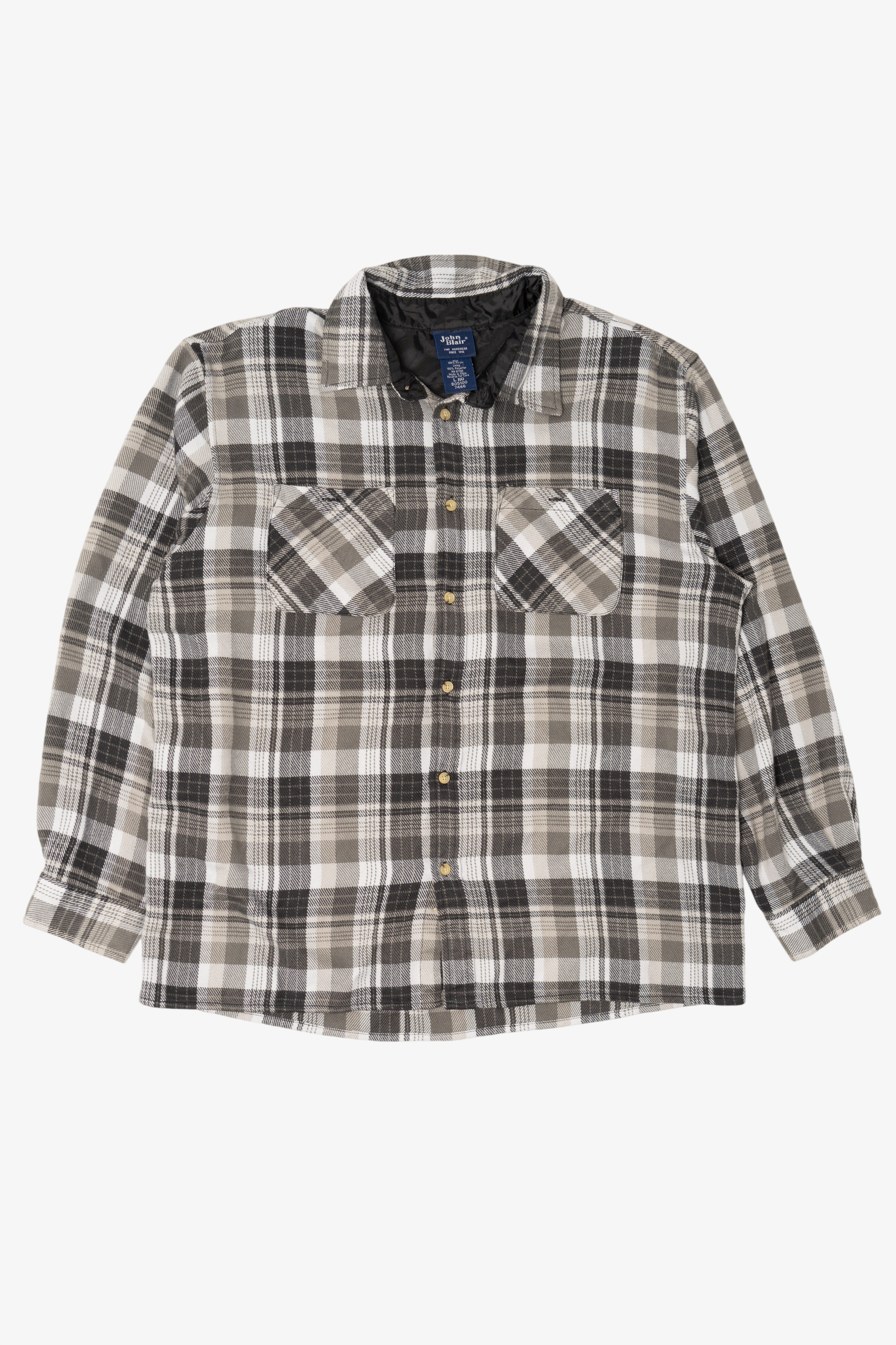 Vintage Gray Plaid John Blair Flannel Shirt (1990s)