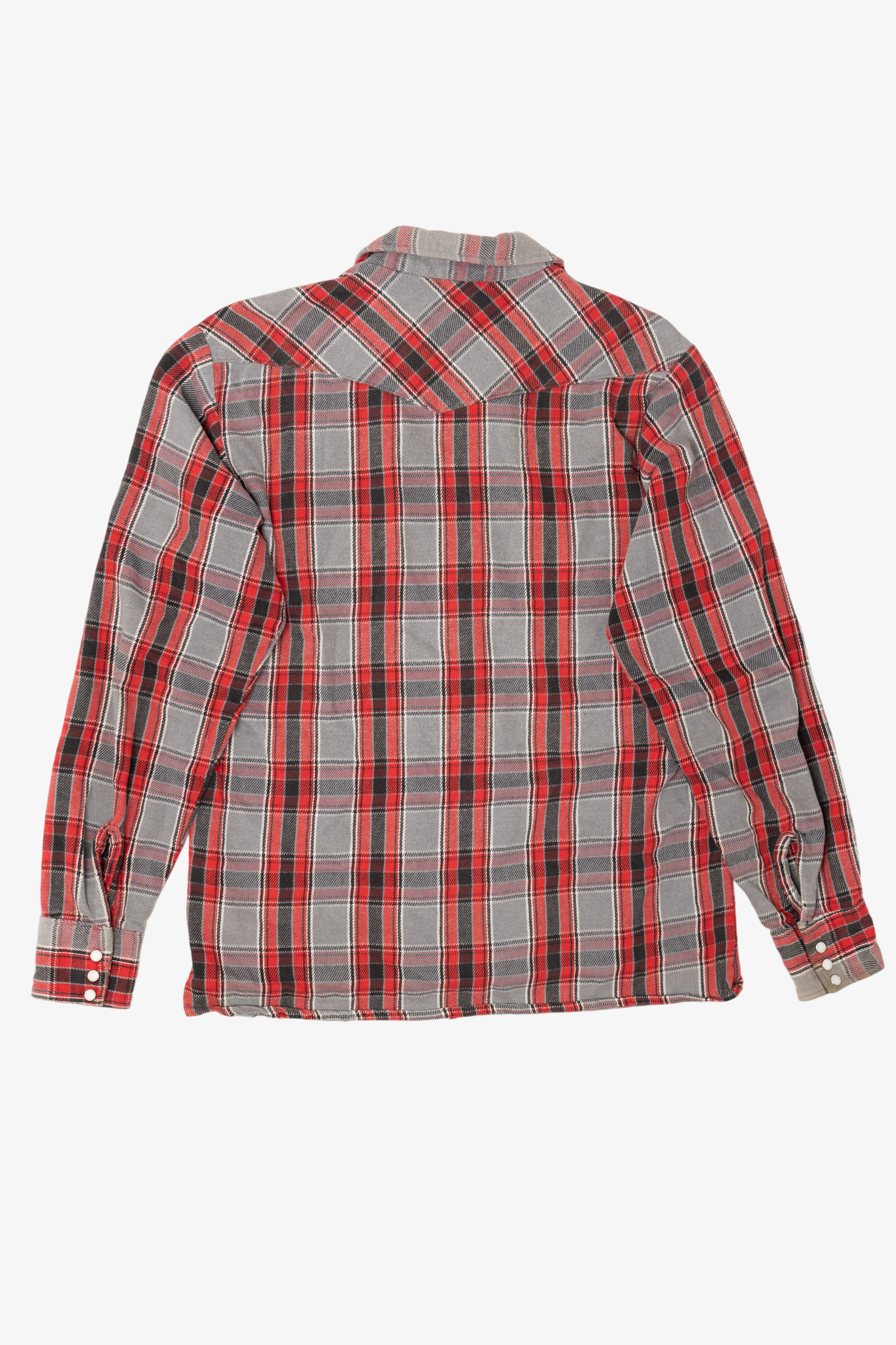 Vintage Red And Gray Plaid Dakota By Five Brothers "Tall Man" Flannel Shirt (1980s)