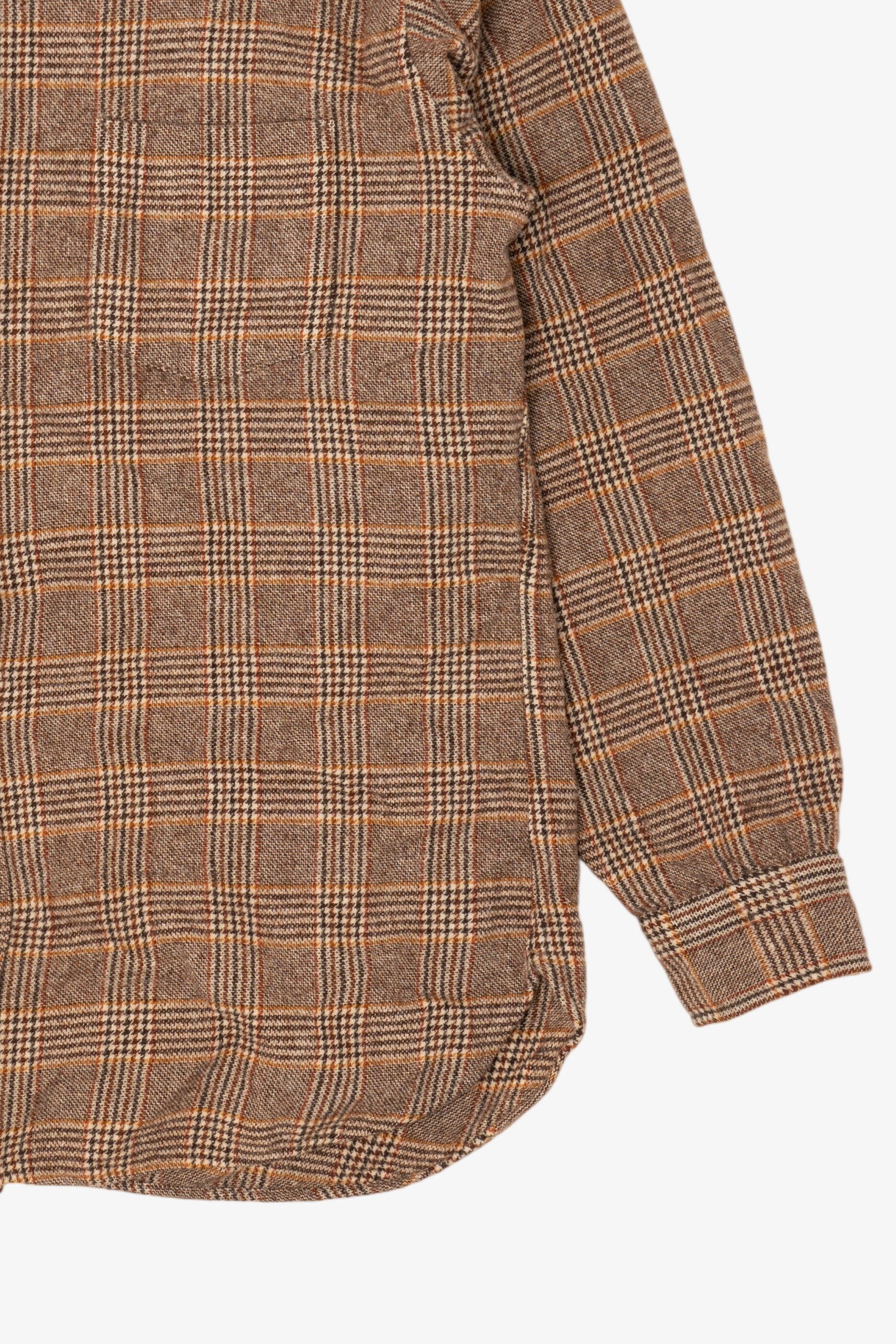 Vintage Brown Plaid Pendleton Houndstooth Pattern Flannel Shirt (1970s)