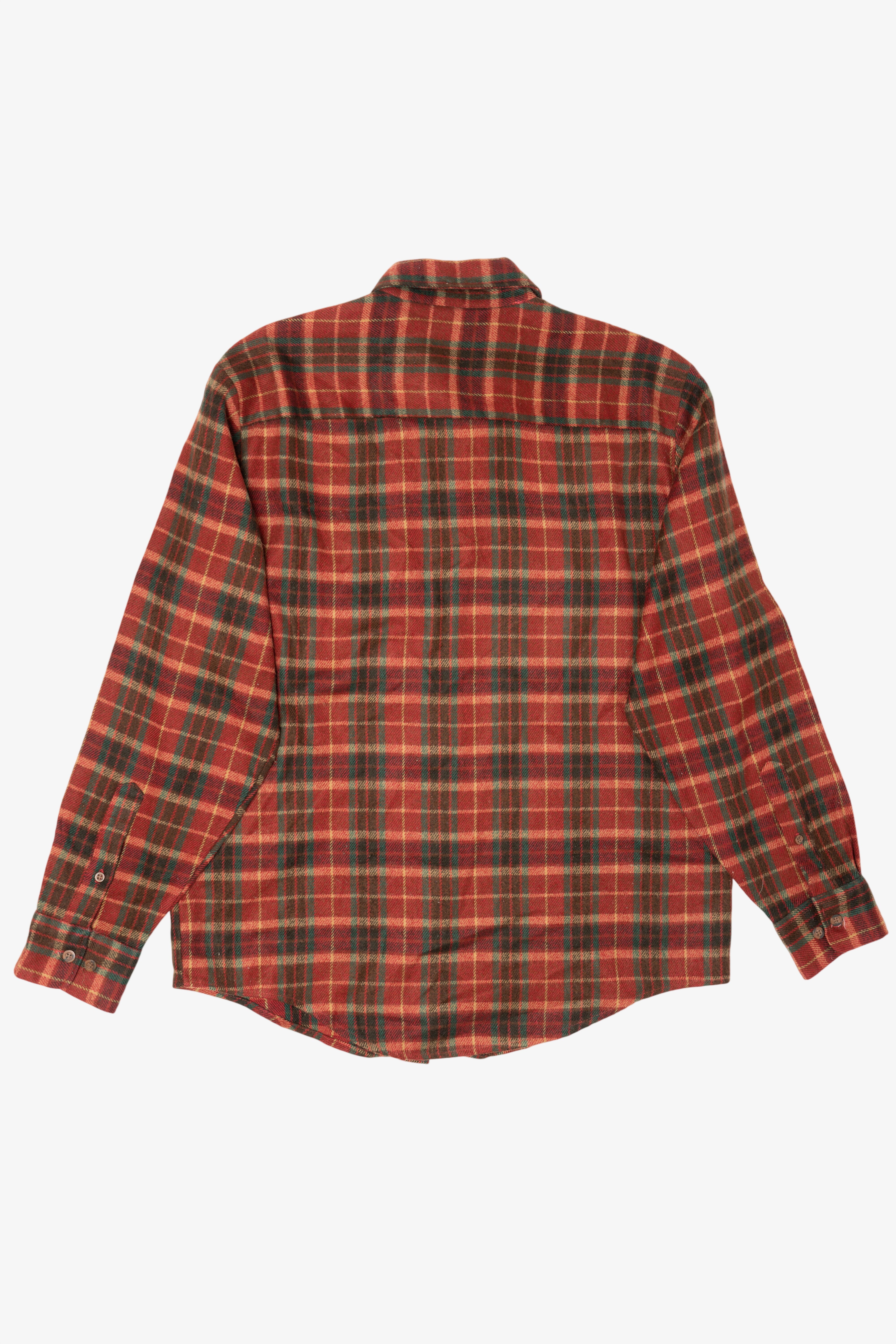 Vintage Burgundy Plaid Sears Tall Flannel Button Up Shirt (1970s)