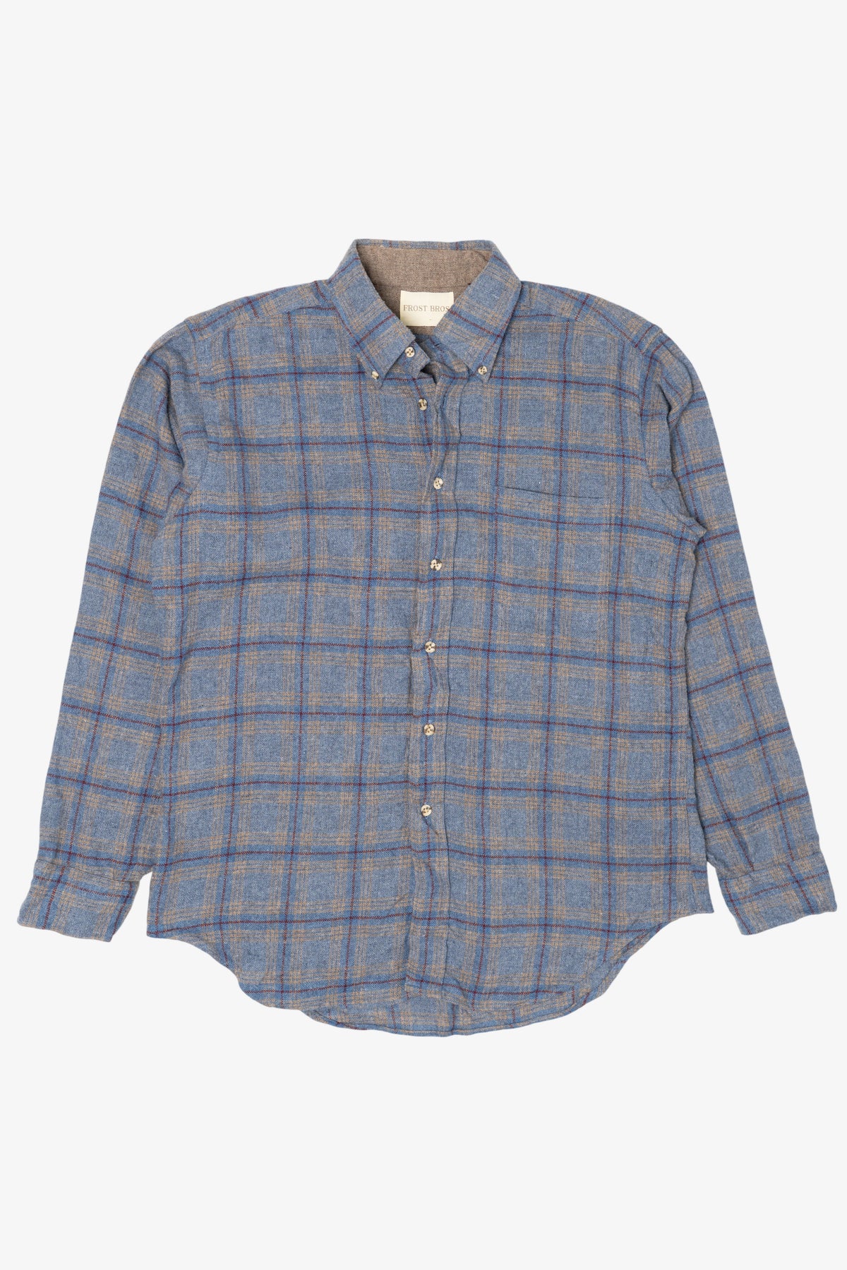 Vintage Blue Frost Bros Plaid Flannel Button Up Shirt (1970s)