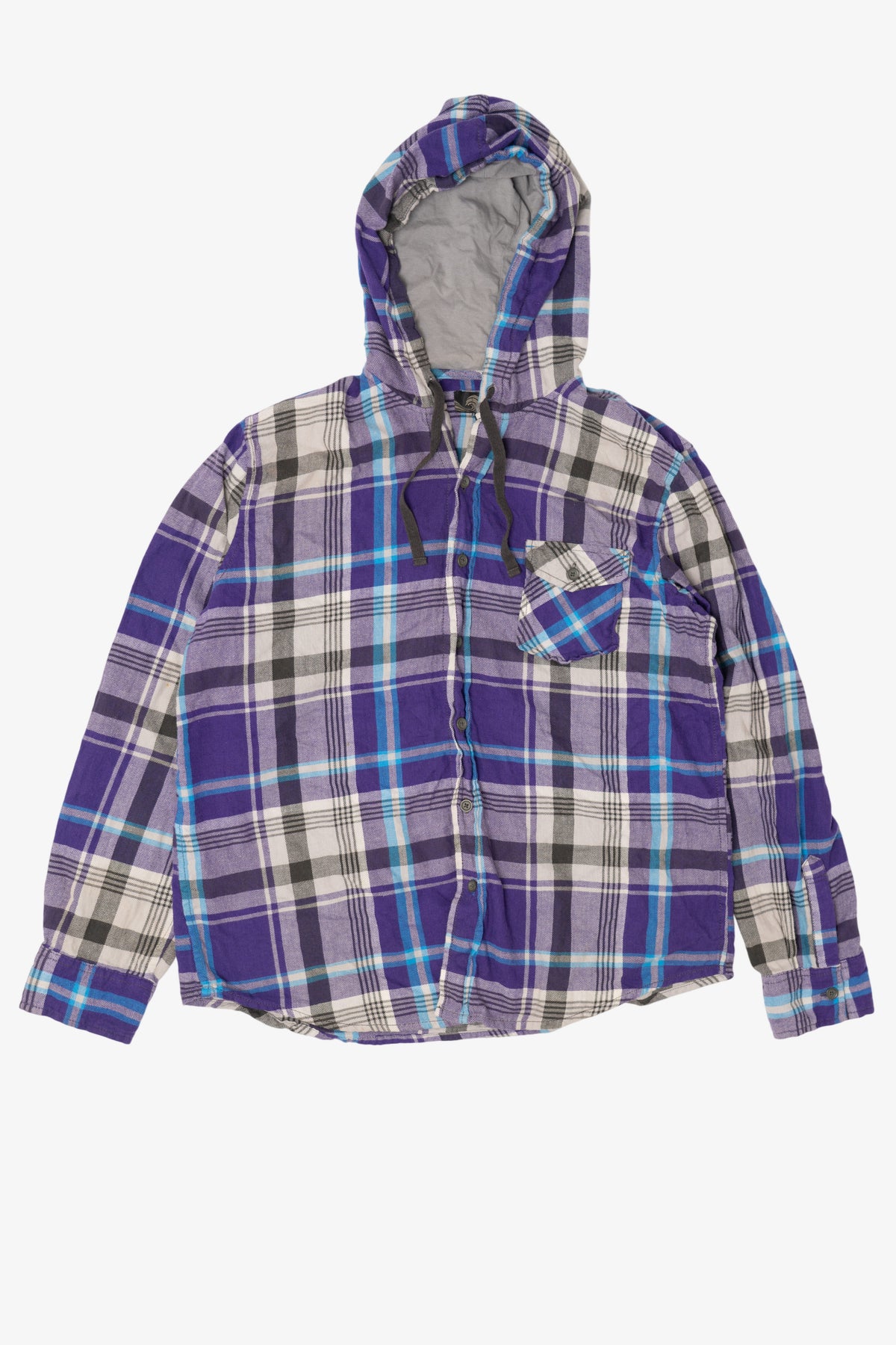 Vintage Purple Hooded Flannel Button Up Shirt (2000s)
