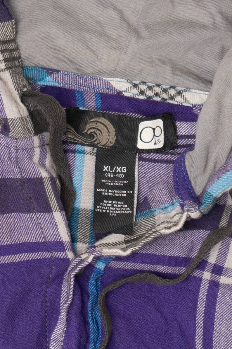 Vintage Purple Hooded Flannel Button Up Shirt (2000s)