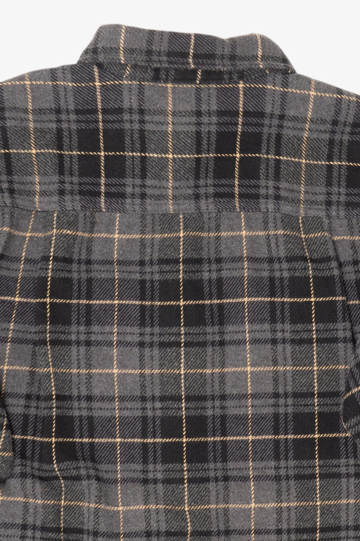 Vintage Dark Gray Plaid Faded Glory Button Up Flannel Shirt (1990s)