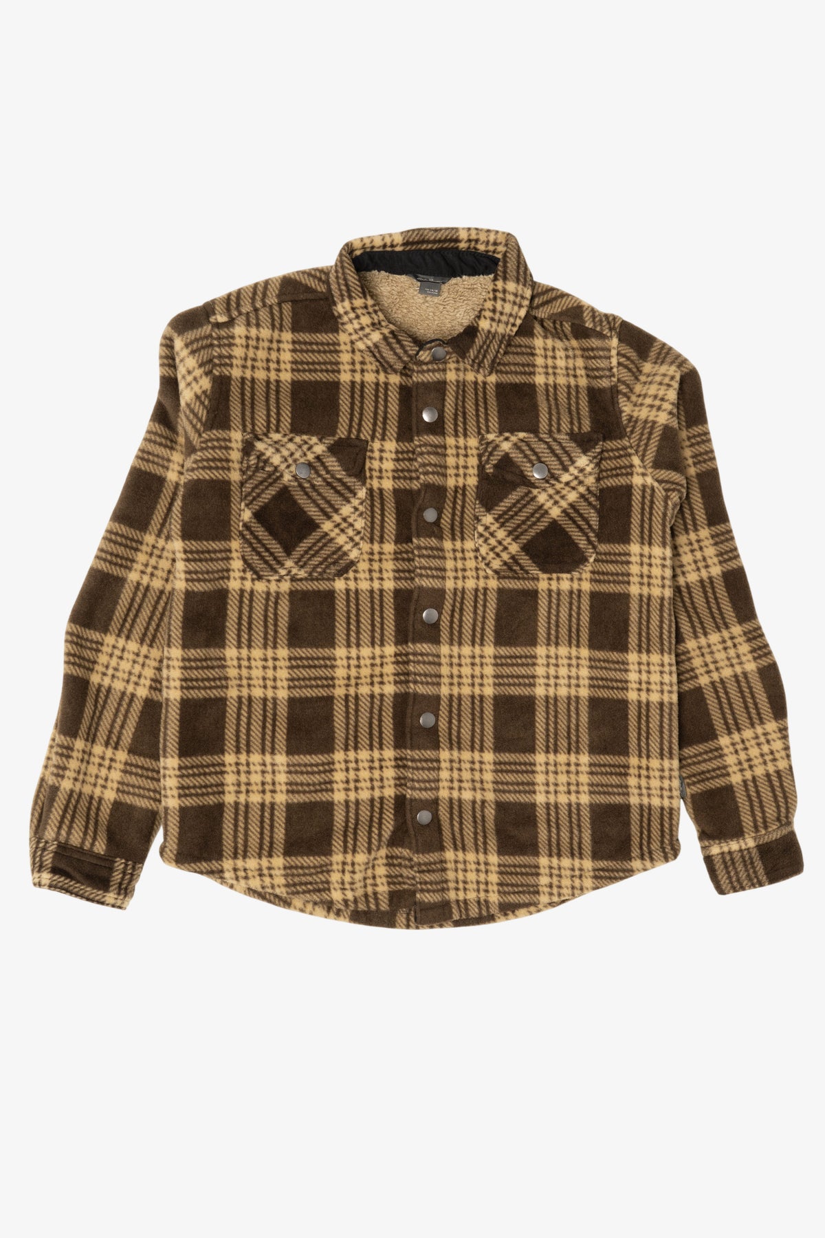 Kids Eddie Bauer Brown Sherpa Lined Flannel Shirt (2010s)