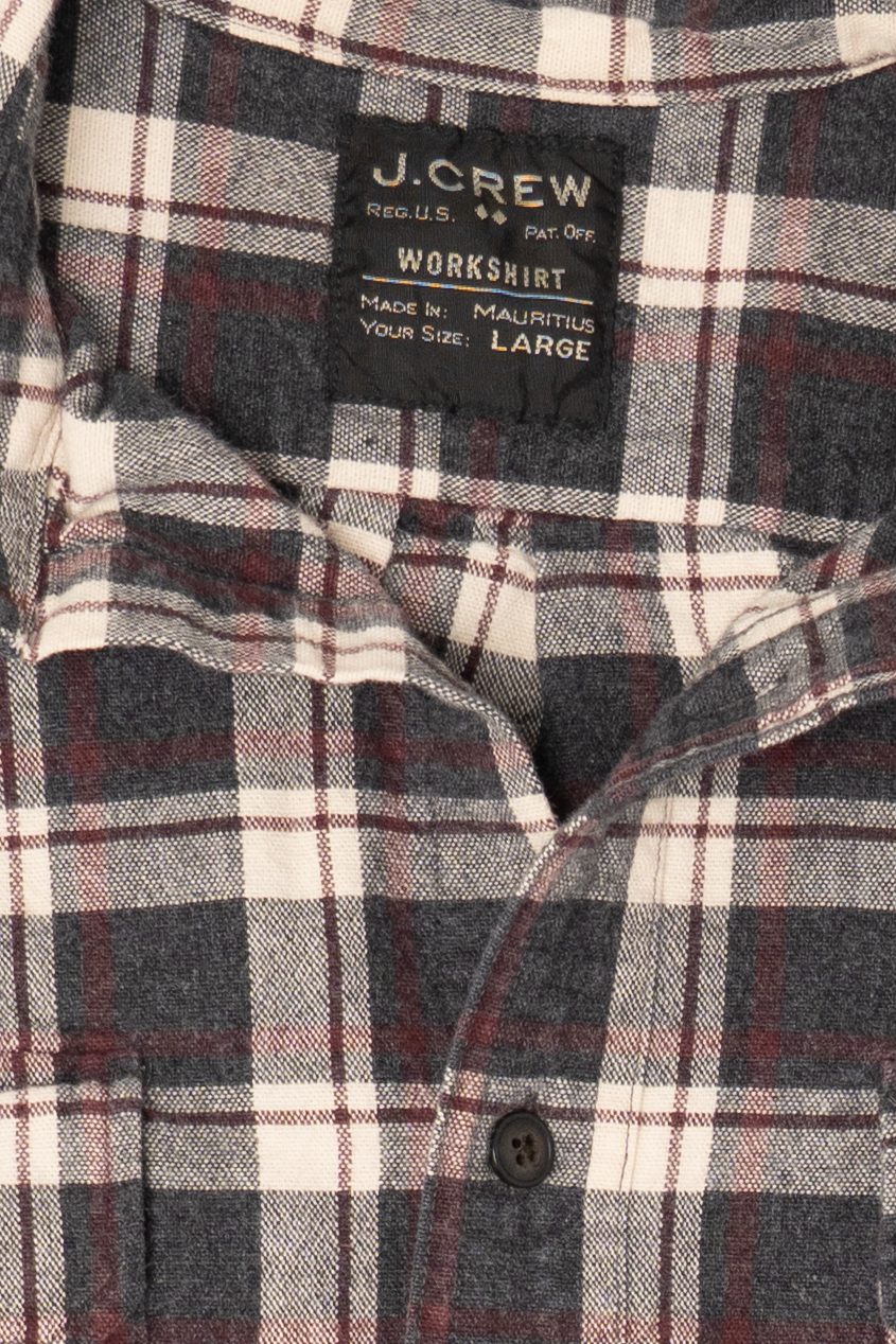 Vintage Charcoal Plaid J. Crew Button Up Shirt (1990s)