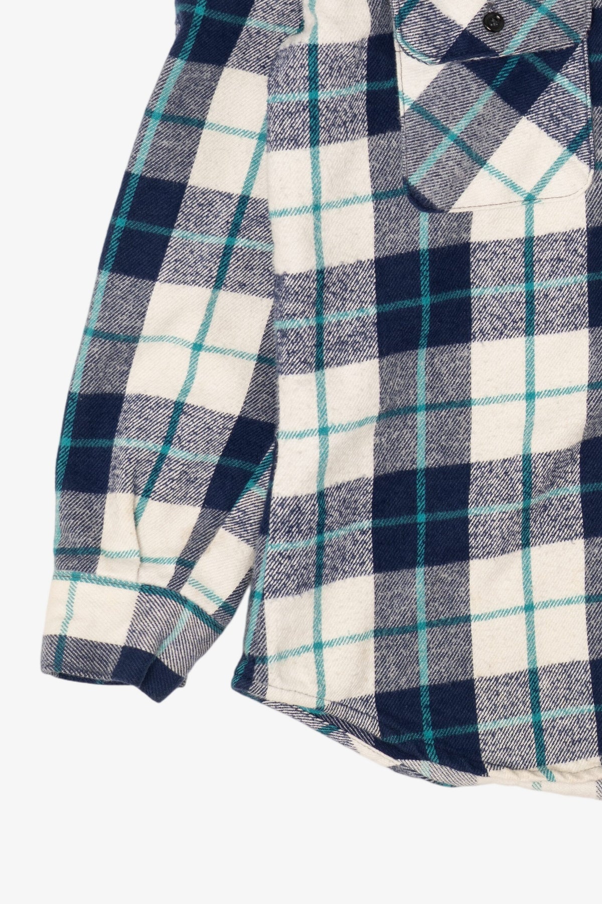 Vintage Navy Blue Plaid Five Brother Button Up Shirt (1970s)