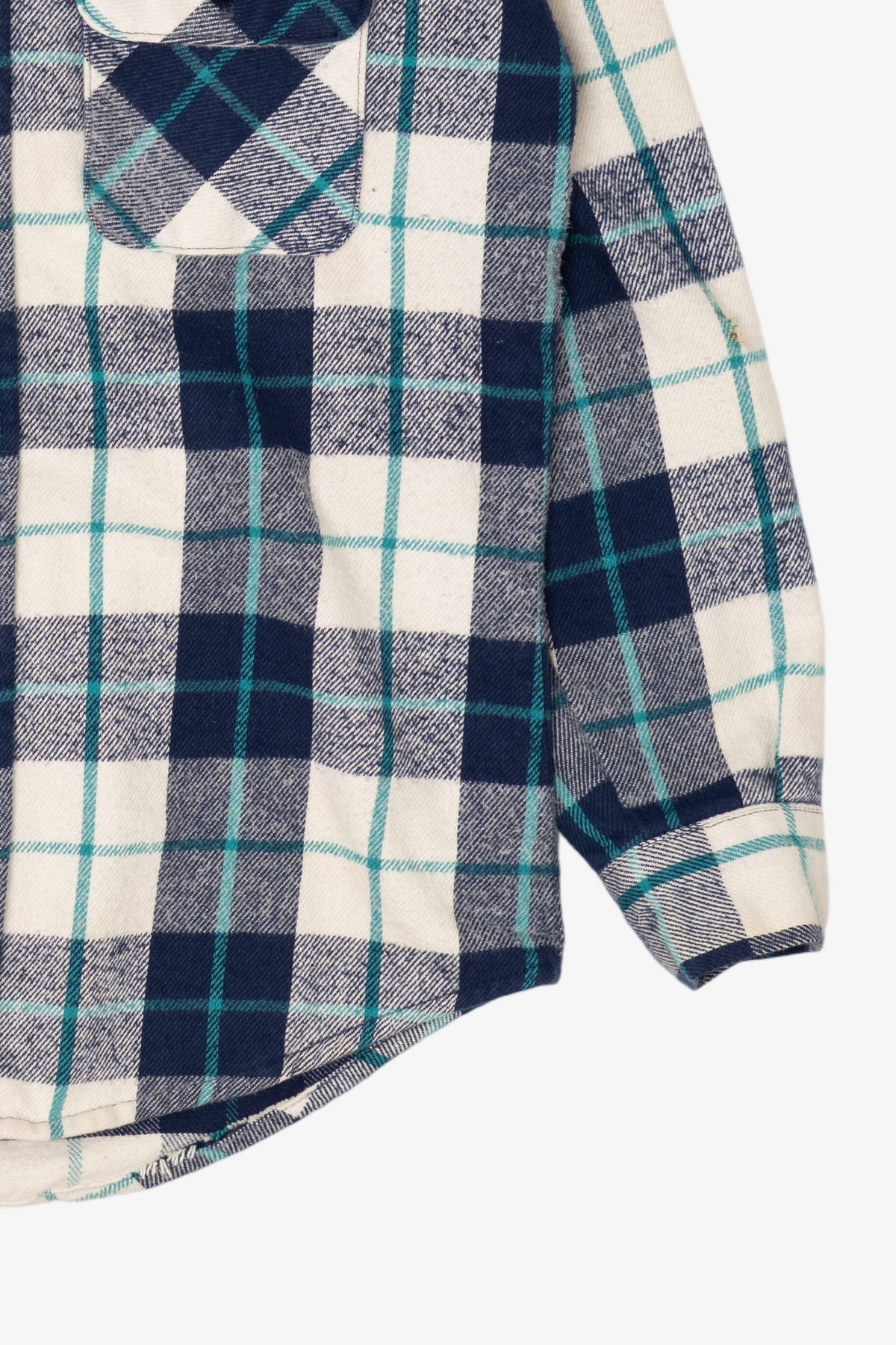 Vintage Navy Blue Plaid Five Brother Button Up Shirt (1970s)