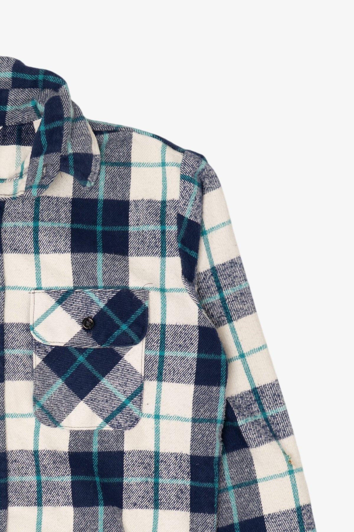 Vintage Navy Blue Plaid Five Brother Button Up Shirt (1970s)