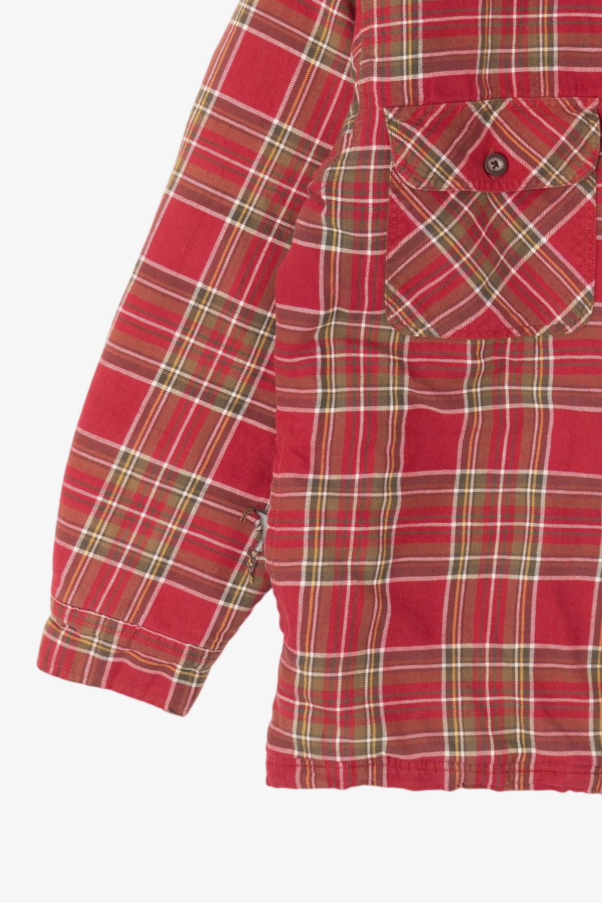 Vintage Distressed Red Schmidt Workwear Quilt Lined Flannel Jacket (2000s)