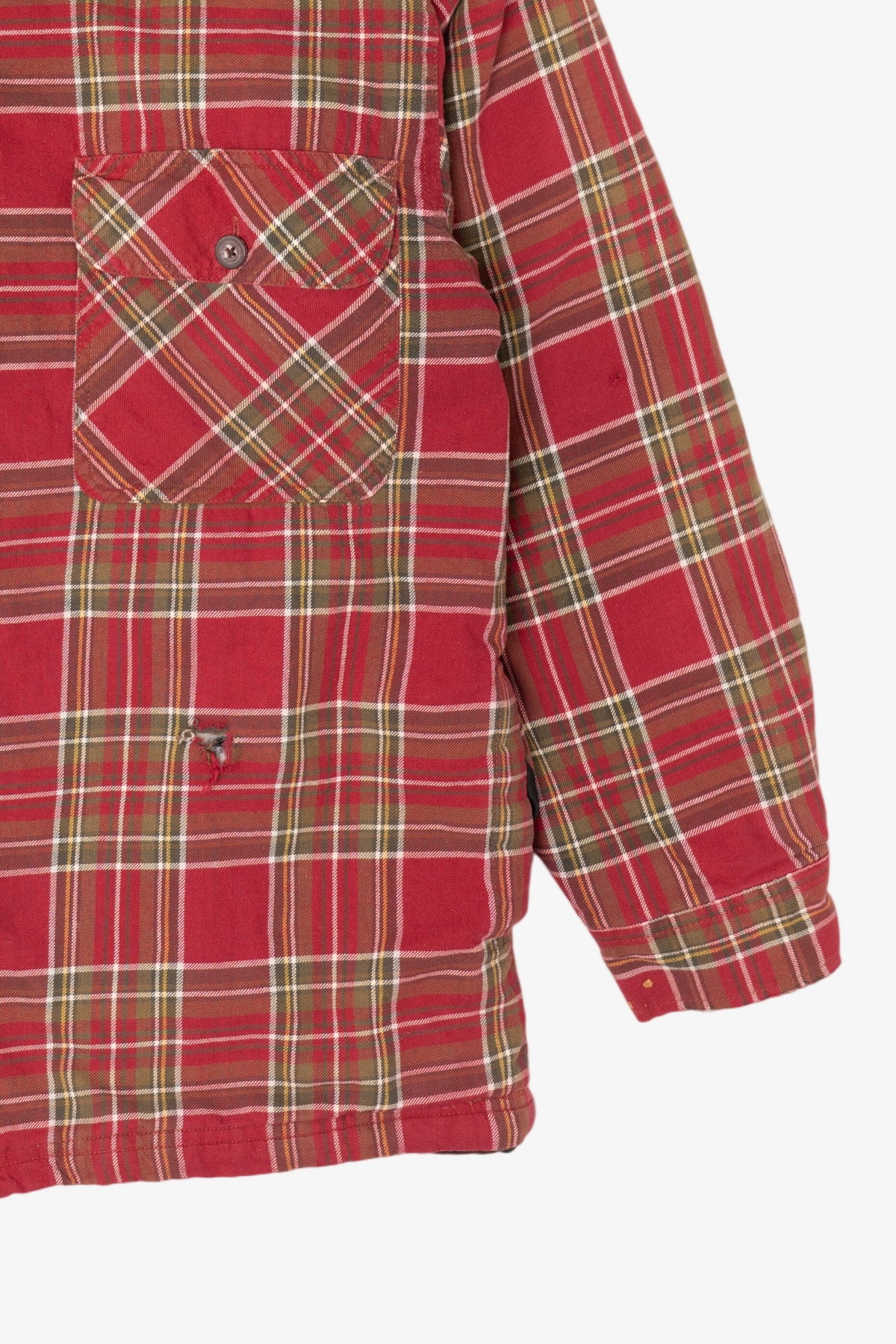 Vintage Distressed Red Schmidt Workwear Quilt Lined Flannel Jacket (2000s)