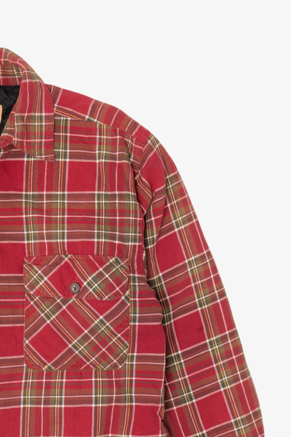 Vintage Distressed Red Schmidt Workwear Quilt Lined Flannel Jacket (2000s)