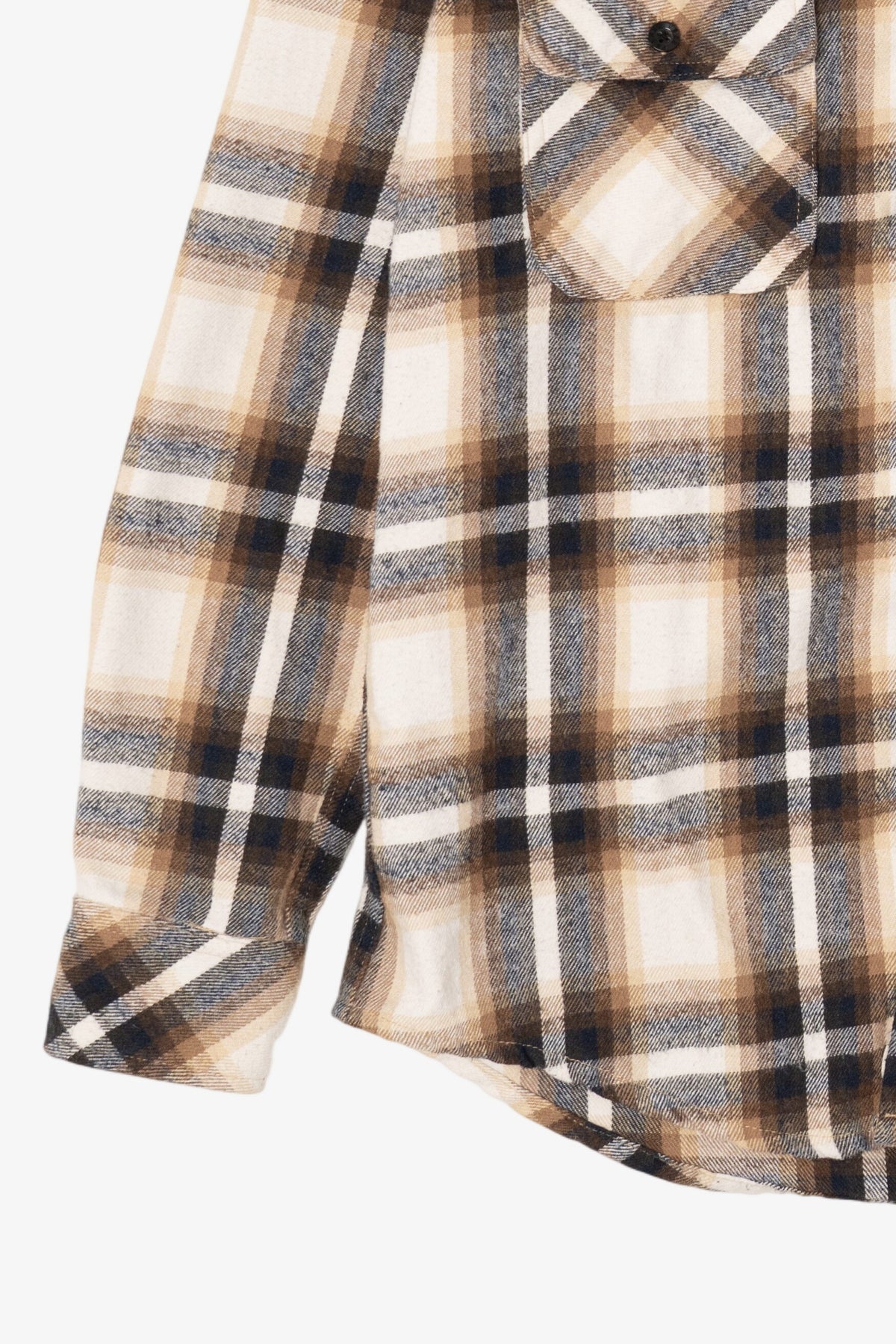Beige Plaid Free Planet Hooded Button Up Shirt (2010s)