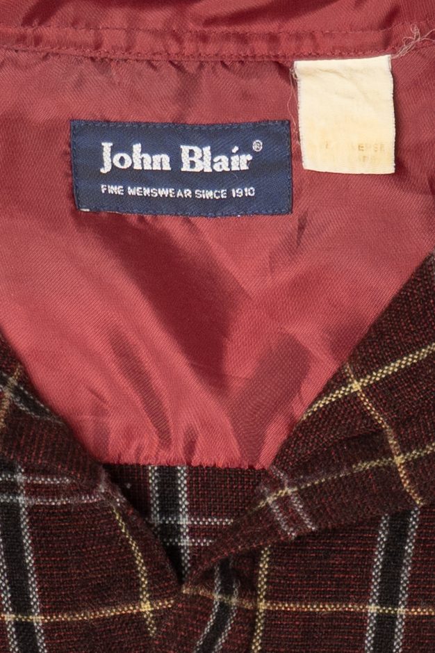 Vintage Burgundy Plaid John Blair Flannel Button Up Shirt (1980s)