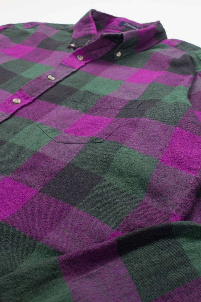 Purple & Green Van Heusen Flannel Shirt 3698