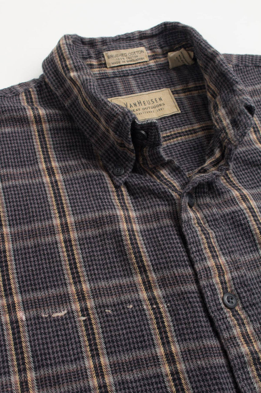 Houndstooth Plaid Van Heusen Flannel Shirt 3703