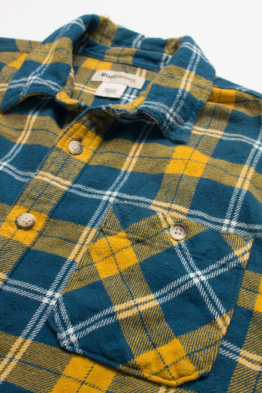 Yellow & Teal Thick Ruffhewn Flannel Shirt 3724