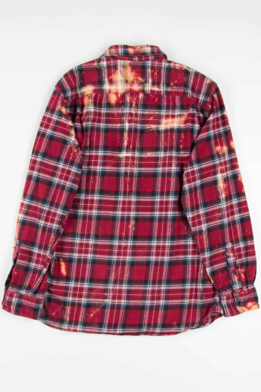 Bleached Red Plaid Flannel Shirt 3852