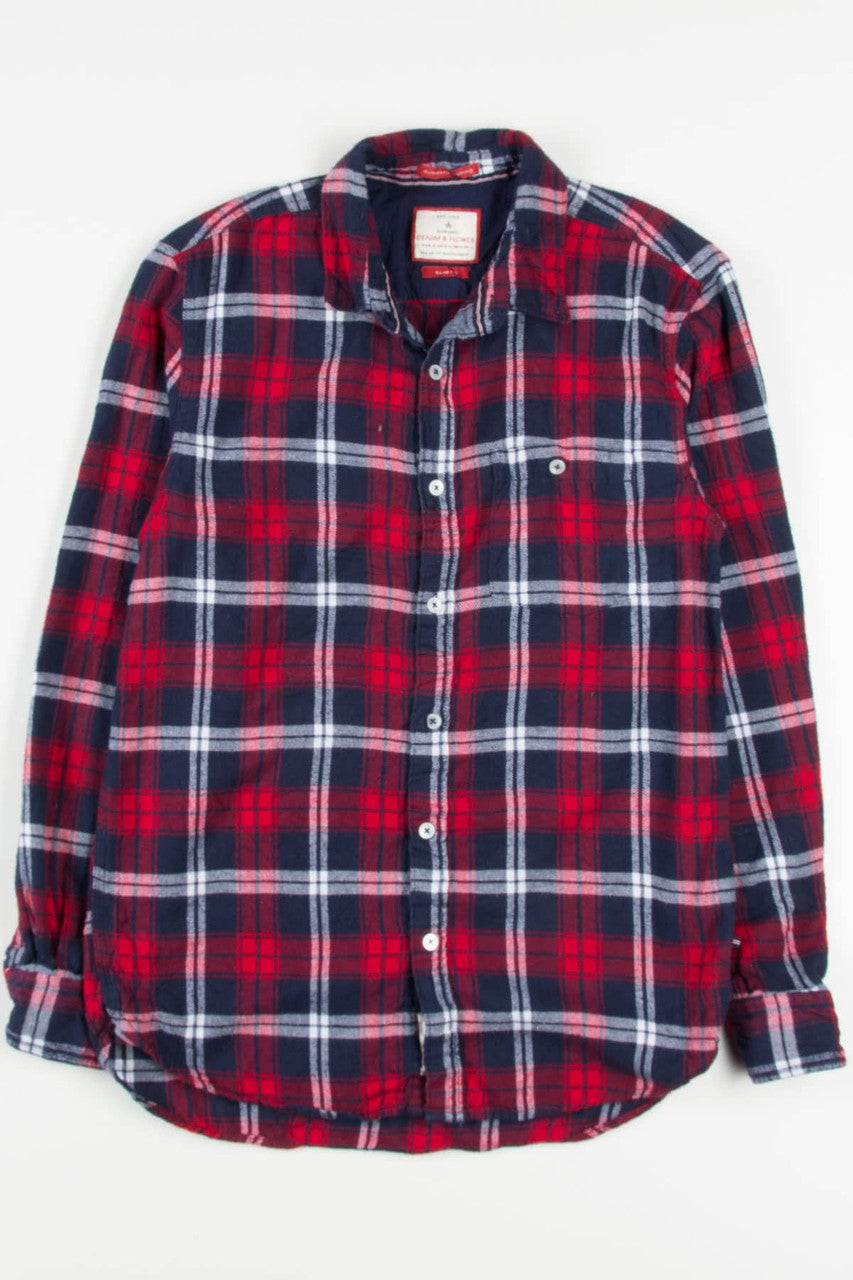Red Denim & Flowers Flannel Shirt 3918
