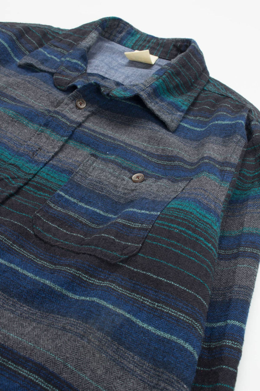 Striped Rustic Blue Flannel Shirt 4016