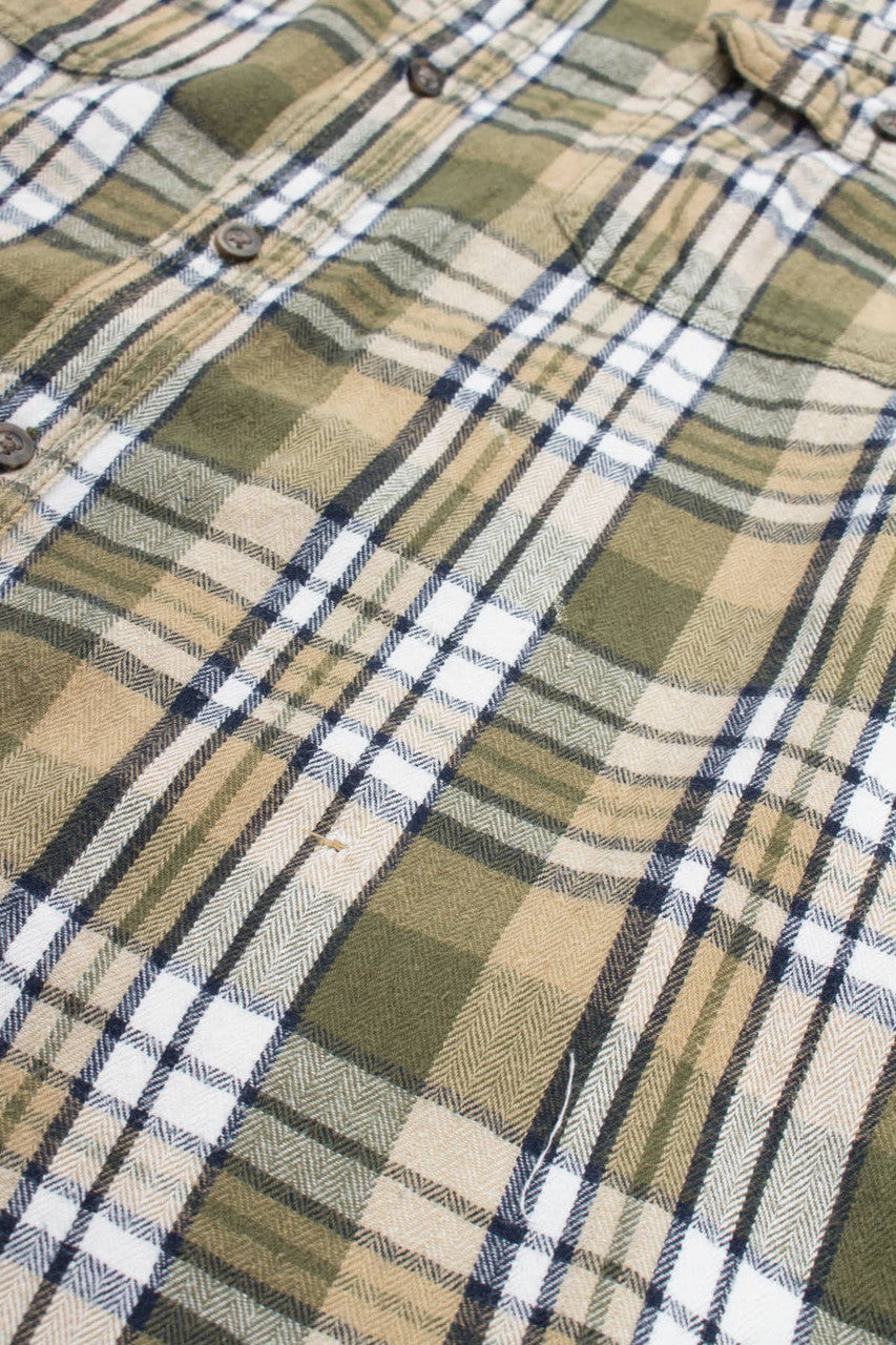 Olive Faded Glory Flannel Shirt 4037