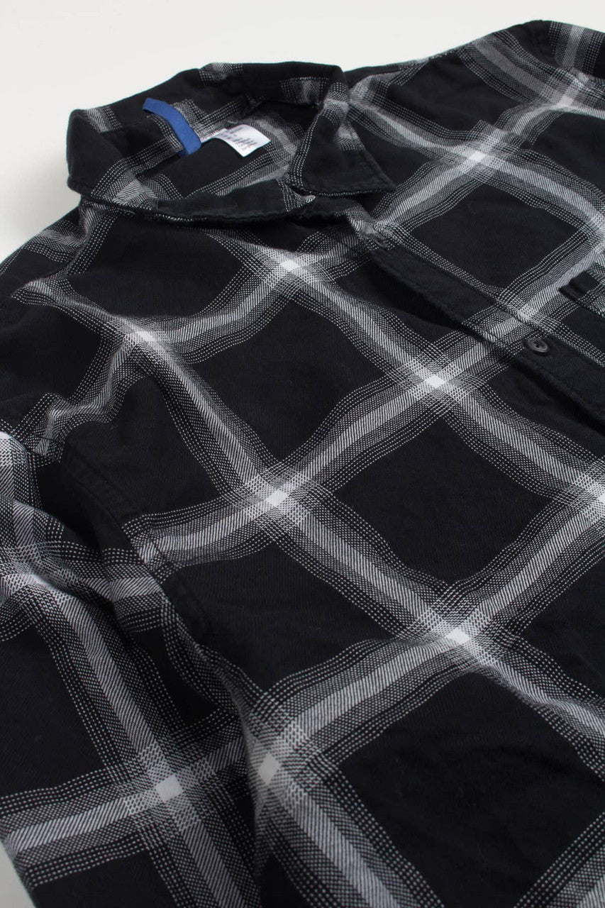 Long Black H&M Flannel Shirt 4093