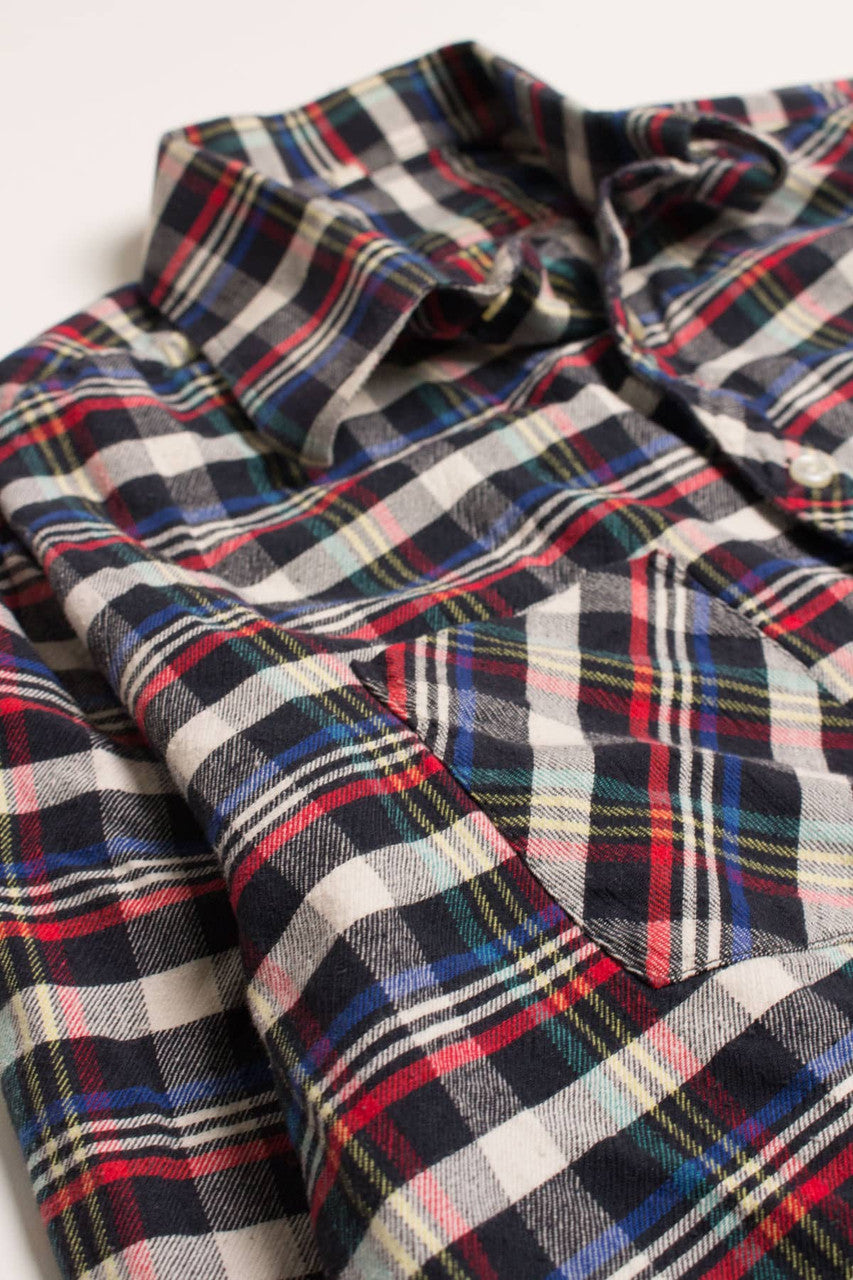 Vintage Rainbow & Black Plaid Flannel Shirt 4159