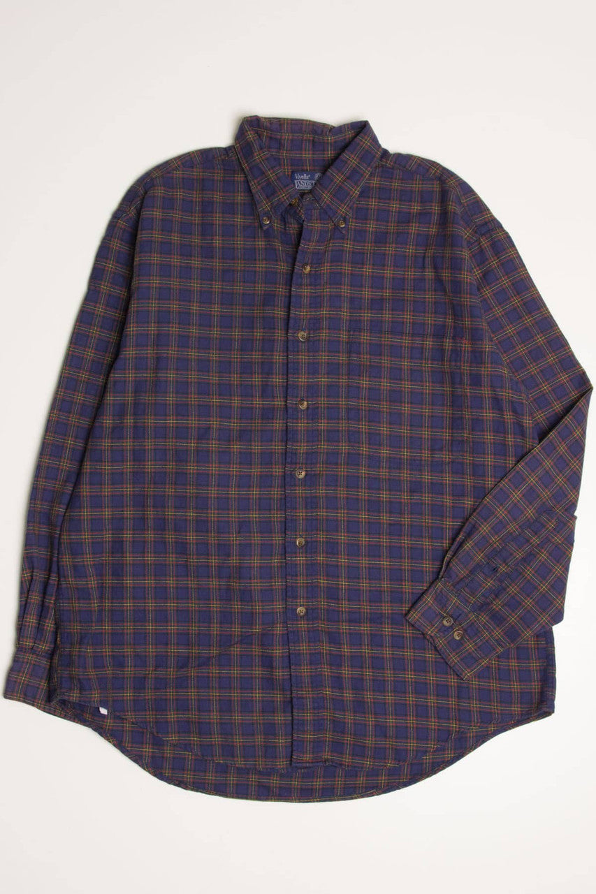 Blue Lands' End Flannel Shirt 4187