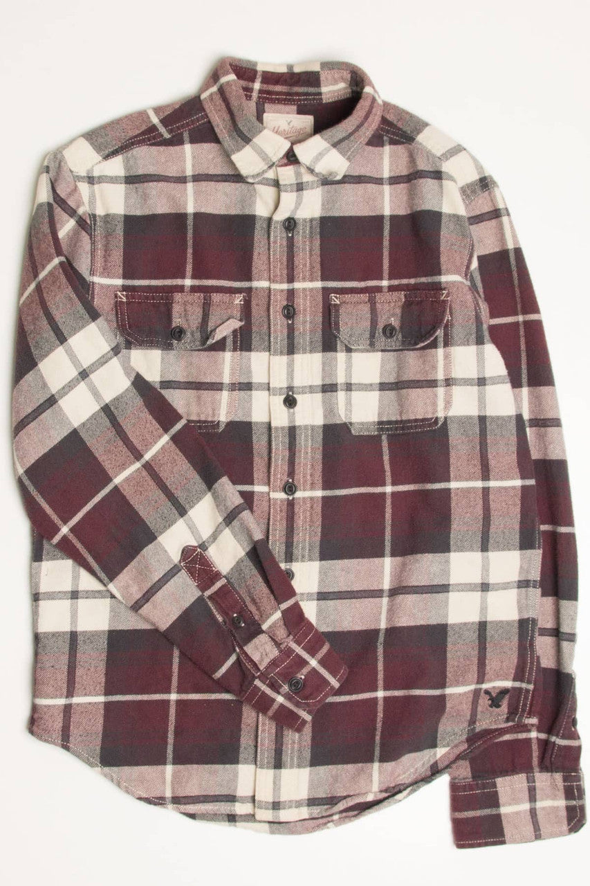 Burgundy American Eagle Flannel Shirt 4305