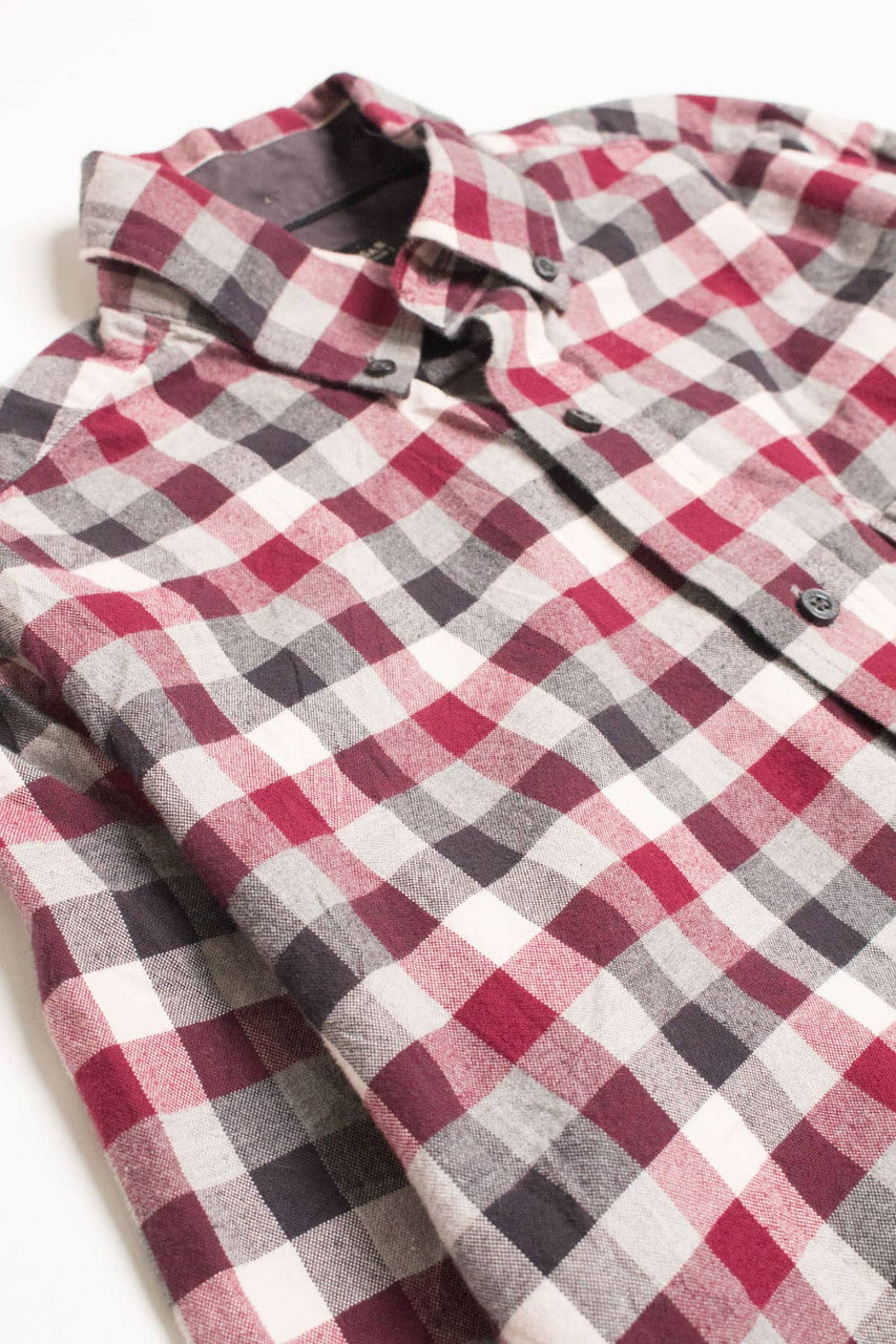 Burgundy Haggar Clothing Flannel Shirt 4314