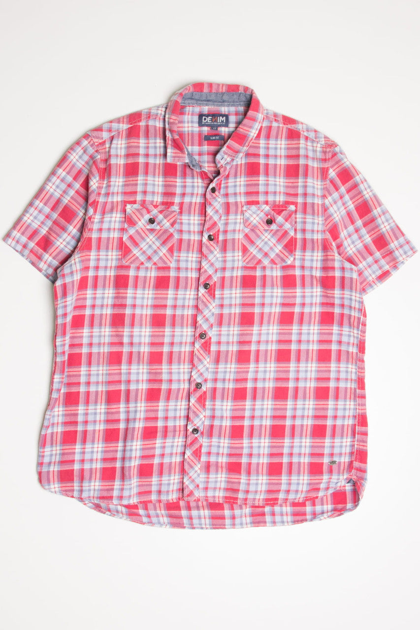 Red Short Sleeve Flannel Shirt 4389