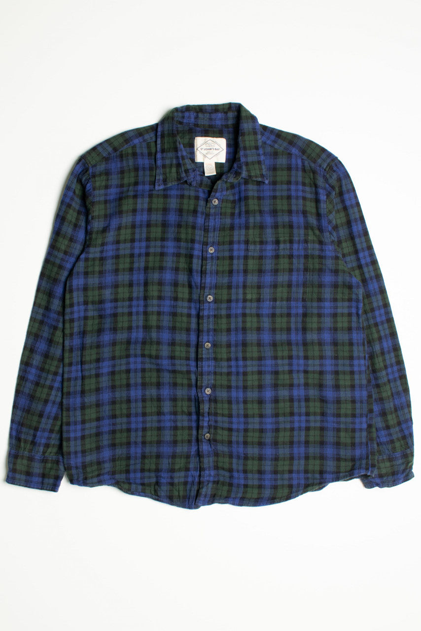 Vintage St. John's Bay Blue and Green Flannel Shirt