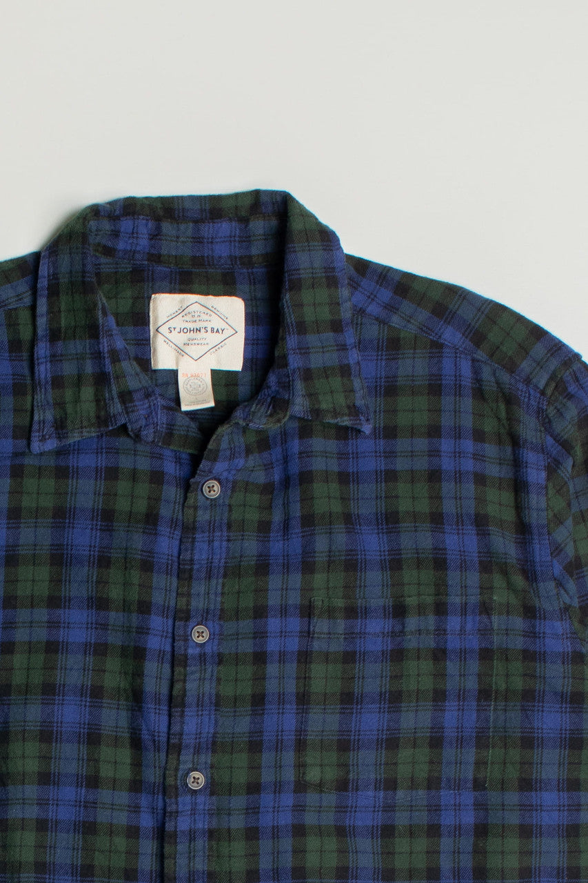 Vintage St. John's Bay Blue and Green Flannel Shirt