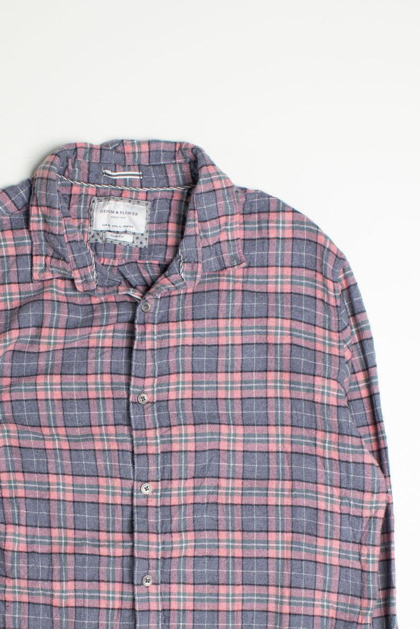 Vintage Denim and Flower Flannel Shirt
