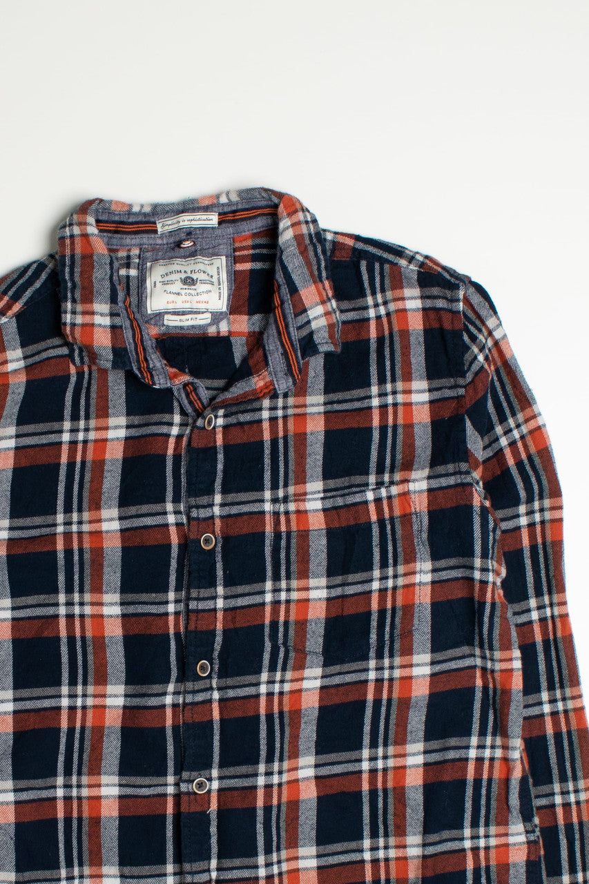 Vintage Denim & Flower Flannel Shirt