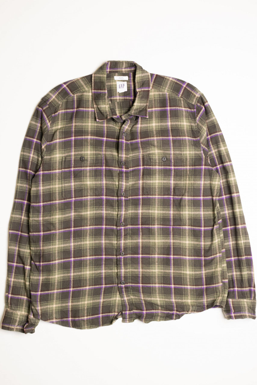 Vintage 90s Gap Flannel Shirt Sz L Red Black Plaid Grunge