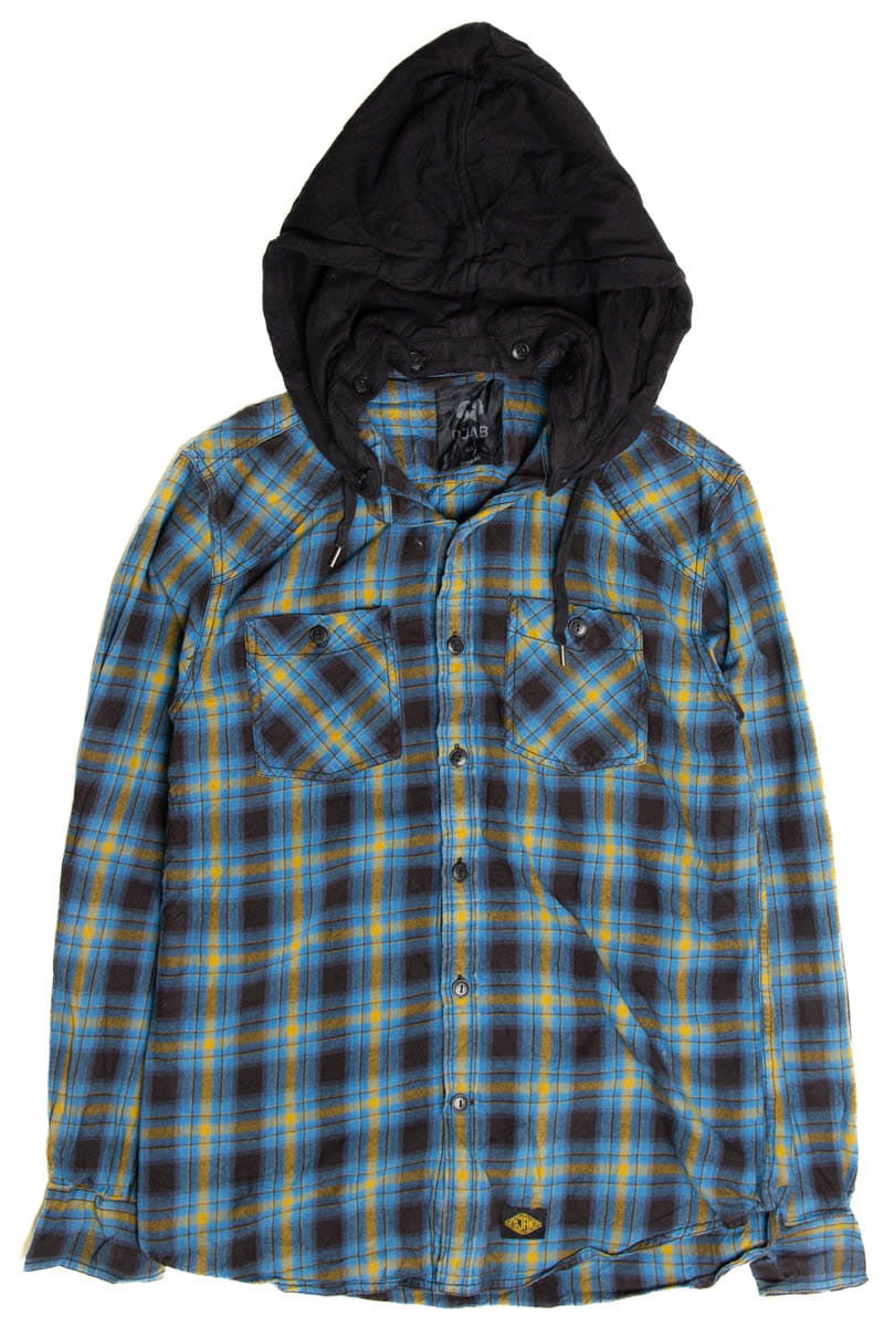 Blue Hooded Flannel Shirt