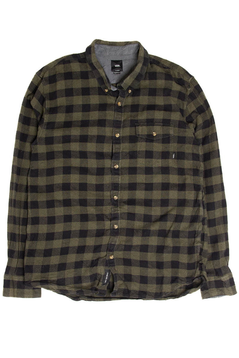 Army Green Buffalo Plaid Vans Flannel Shirt