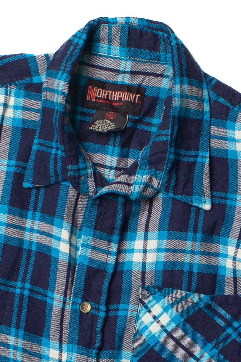 Vintage Bright Blue Northpoint Flannel Shirt