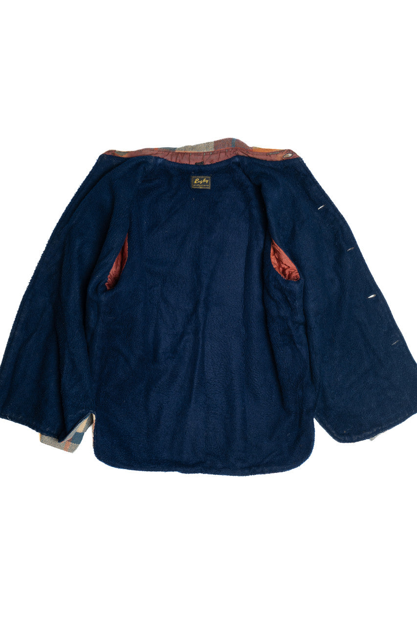Vintage Distressed Rugby Plaid Lined Flannel Shacket (1970s)