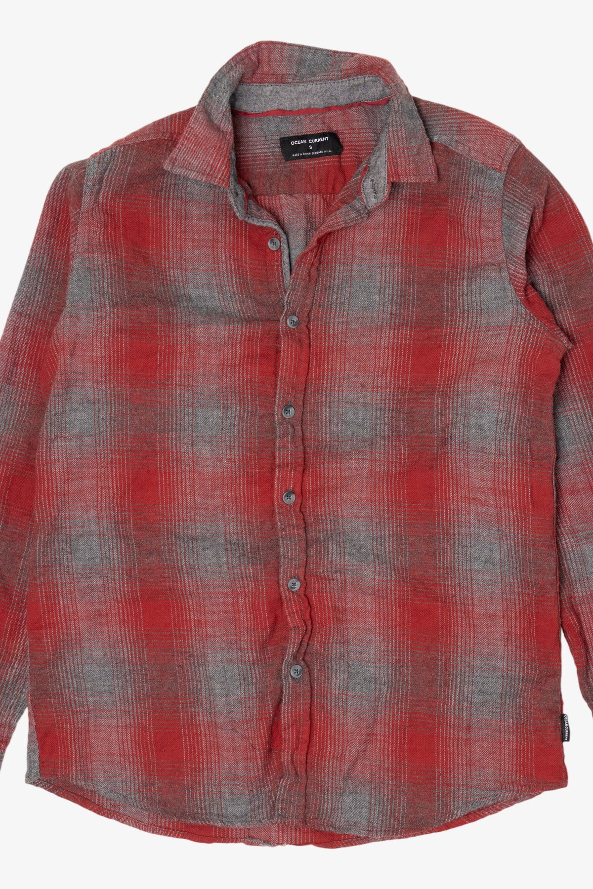 Red And Gray Ocean Current Flannel Shirt (2020s)