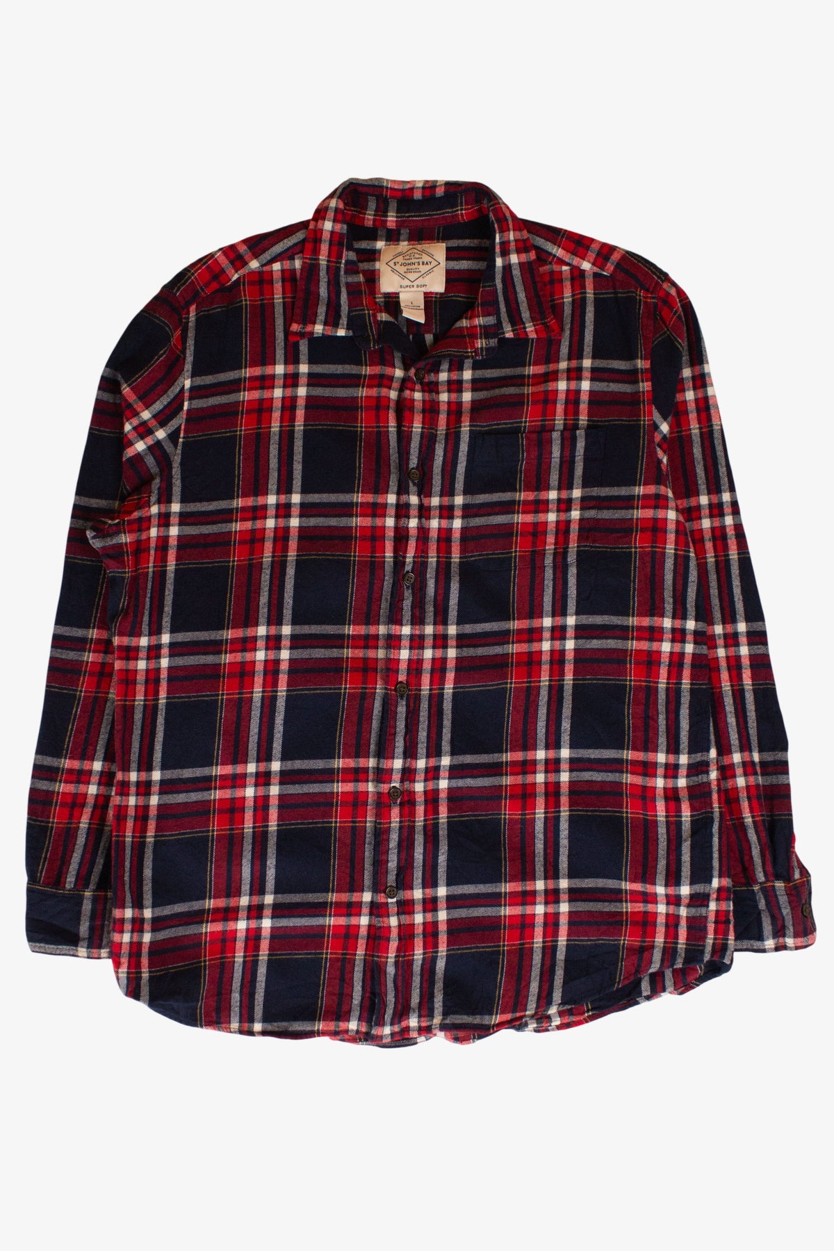 Red & Navy St. John's Bay Flannel Shirt (2000s)